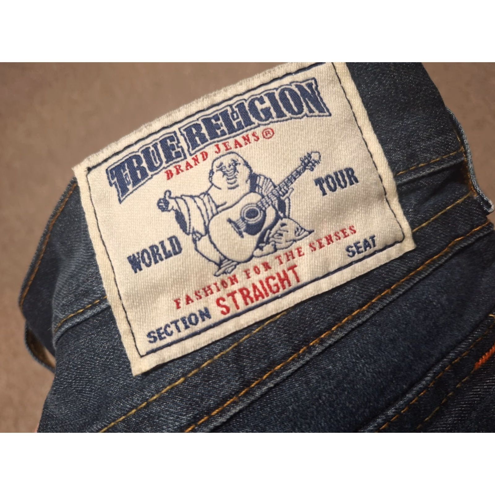 True Religion True Religion Jeans Mens 34 Straight Leg Denim Y2K Designer Pants Blue Distressed Pockets Logo Size US 34 / EU 50 - 2 Thumbnail