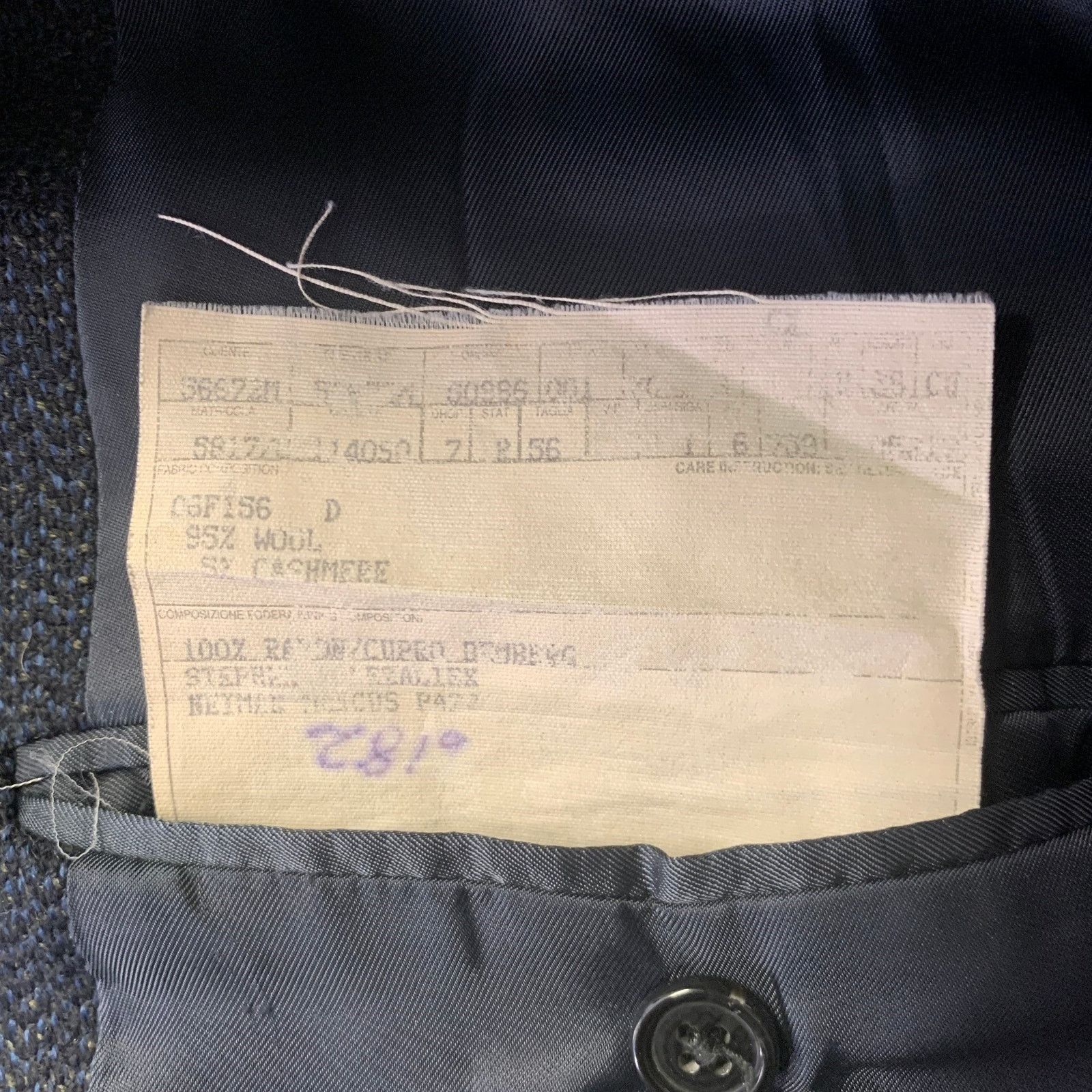 Ermenegildo Zegna ERMENEGILDO ZEGNA 46 Navy Black Wool Cashmere Sport Coat Size 46R - 6 Thumbnail