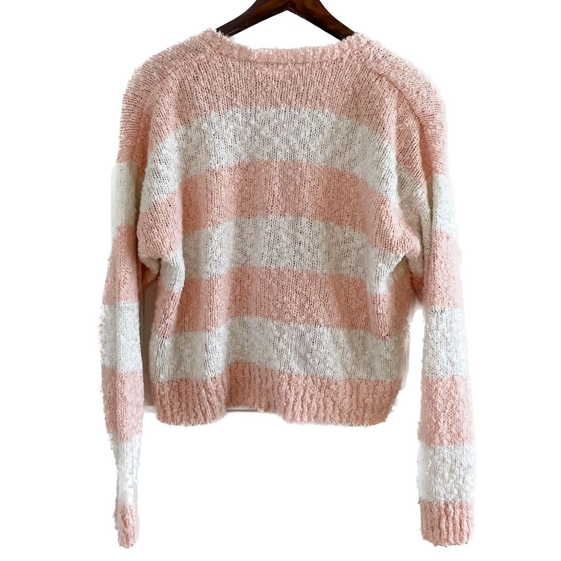 Vintage Vintage boucle striped knit v-neck cardigan sweater large L Size L / US 10 / IT 46 - 2 Thumbnail