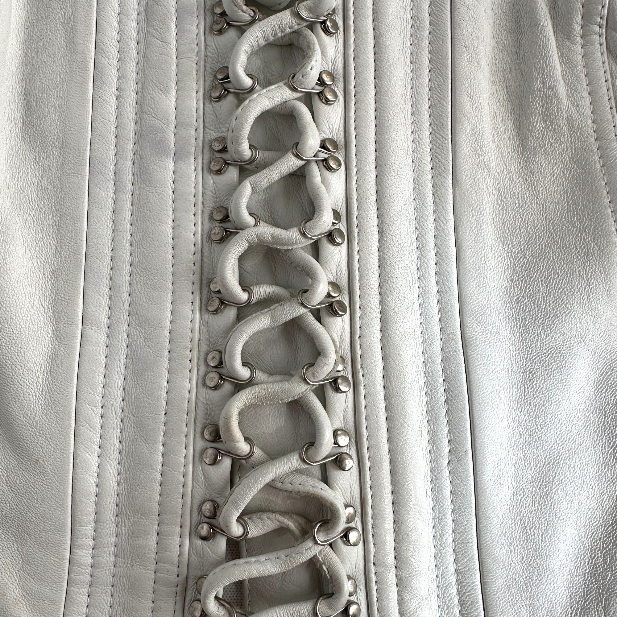 Tannery West Tannery West White Leather Lace Up Vest 1990s Size L / US 10 / IT 46 - 7 Thumbnail