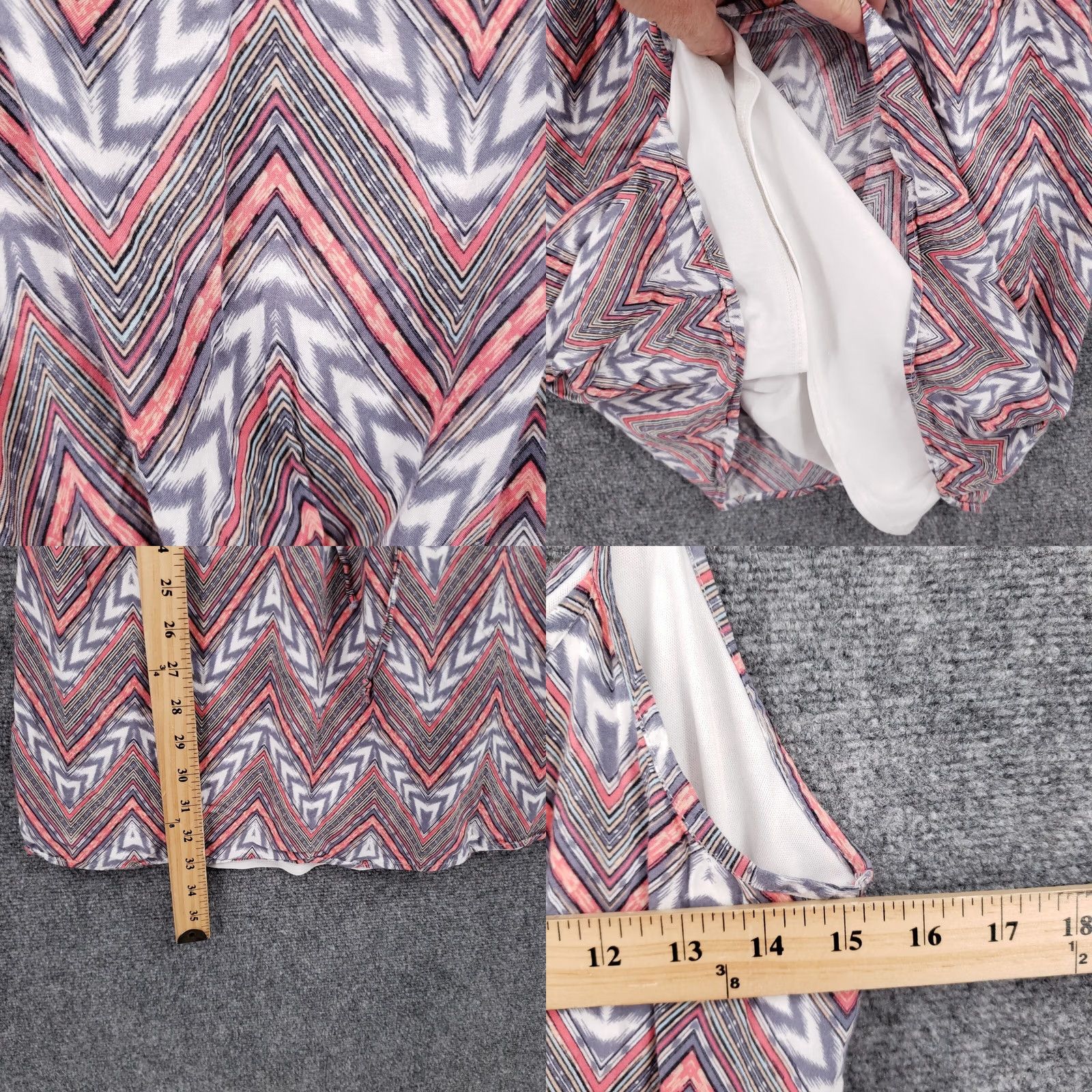 Vintage Pixley Dress Women Medium Orange Blue Mini Chevron Tie Waist Sleeveless Size M / US 6-8 / IT 42-44 - 8 Thumbnail