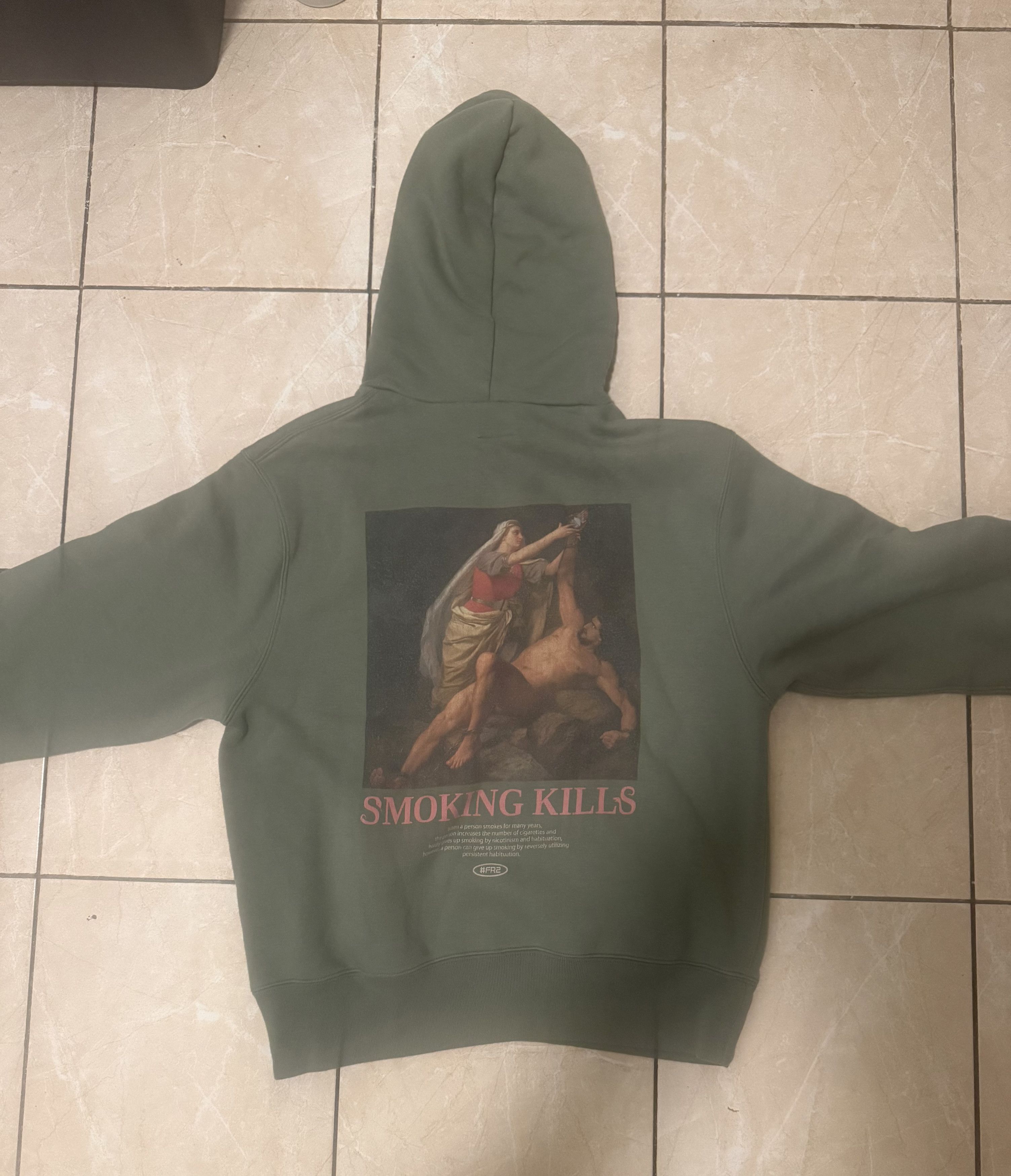 Other #FR2 “Smoking Kills” Hoodie – Olive Green Graphic Back Print Size US L / EU 52-54 / 3 - 2 Thumbnail