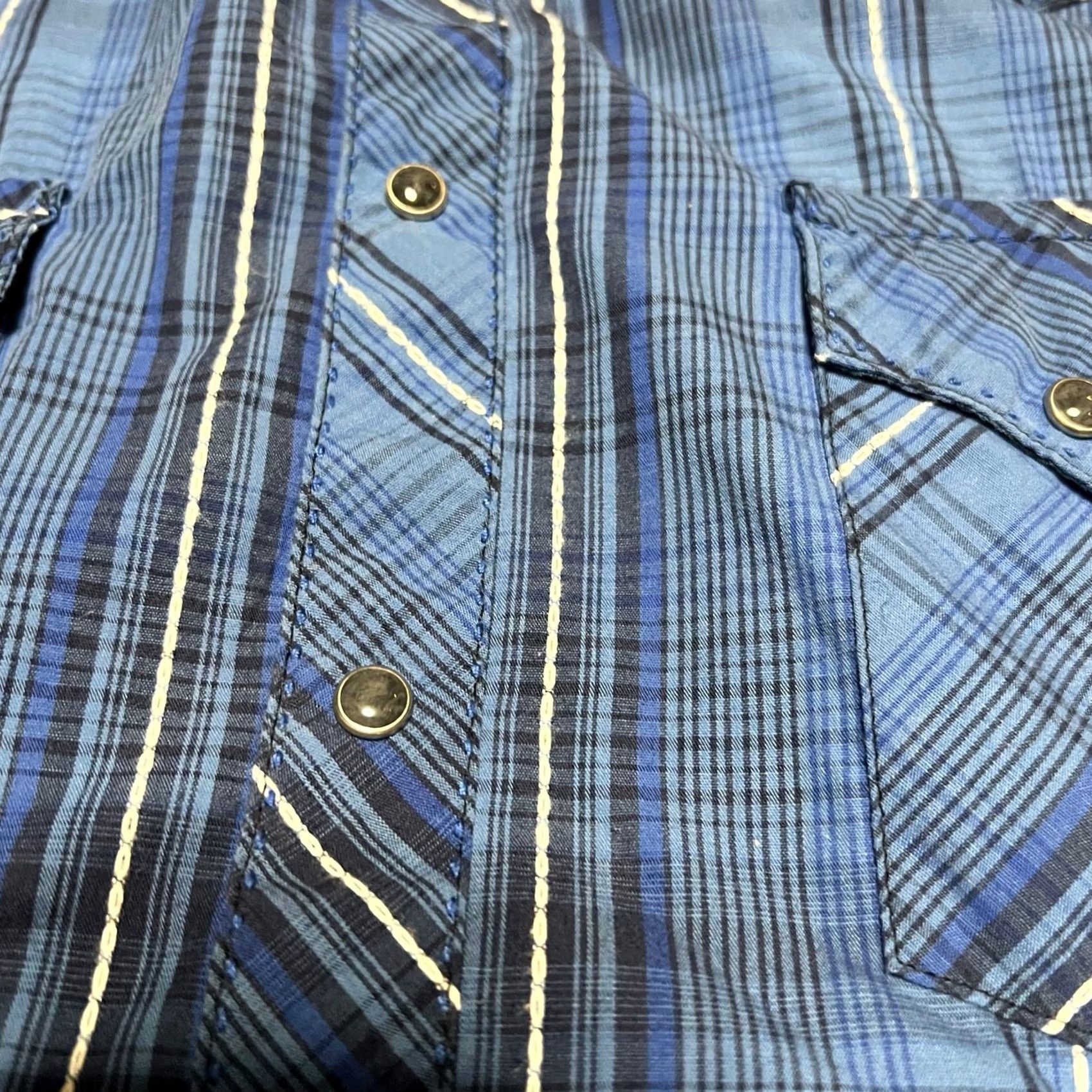 Wrangler VINTAGE Wrangler Shirt Mens XXL Tall Blue Pearl Snap Plaid Western Long Sleeve Size US XXL / EU 58 / 5 - 3 Thumbnail