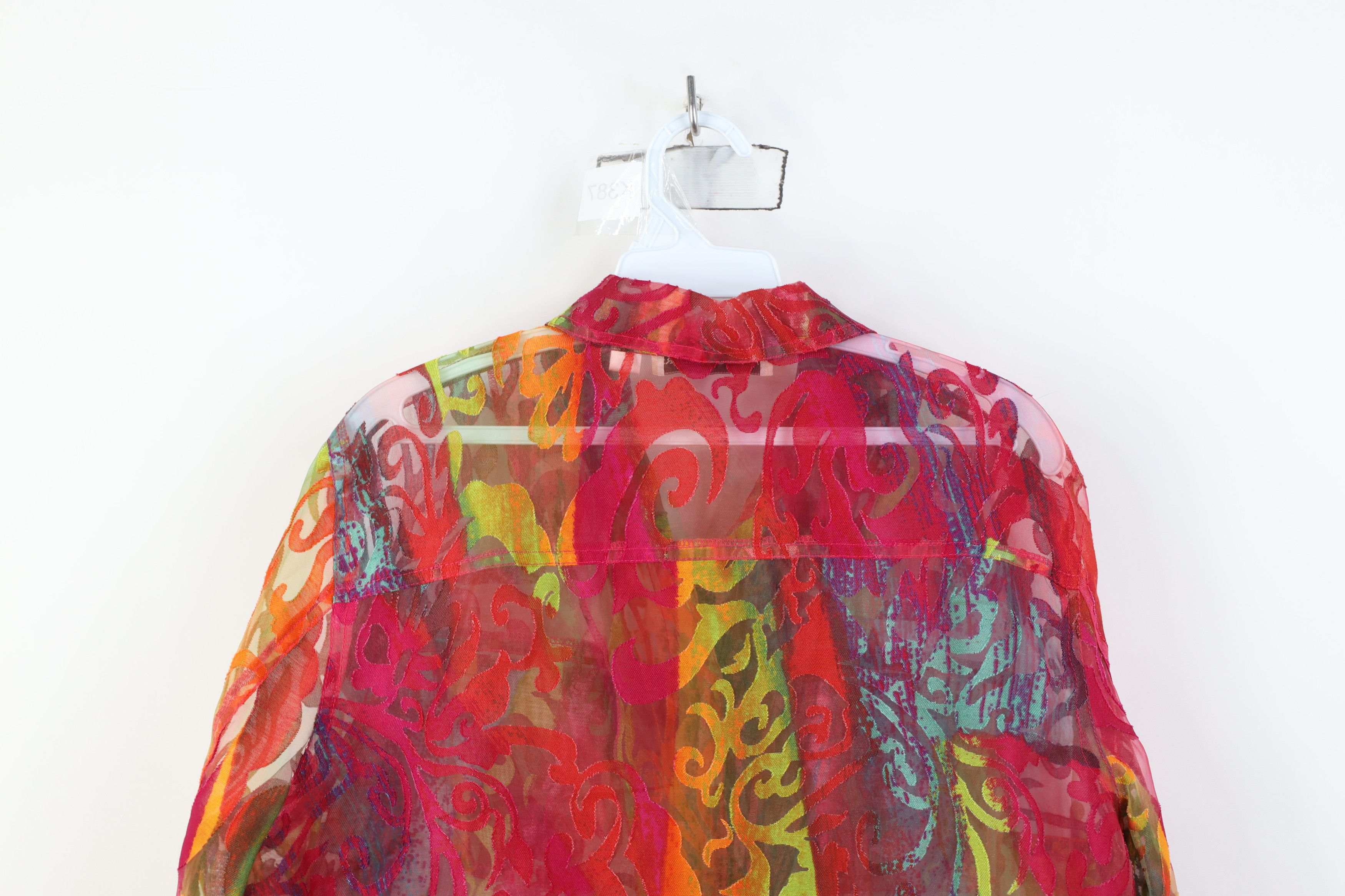 Vintage Vintage 90s Y2K Babydoll Blend Sheer Rainbow Flower Jacket Size L / US 10 / IT 46 - 13 Thumbnail