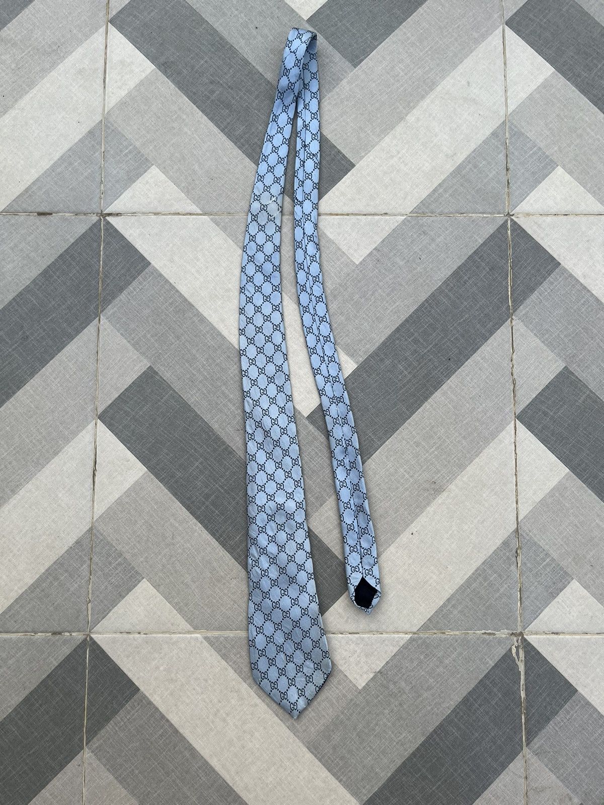 Gucci 90’s Gucci GG Sky Blue Silk Tie Size ONE SIZE - 2 Thumbnail