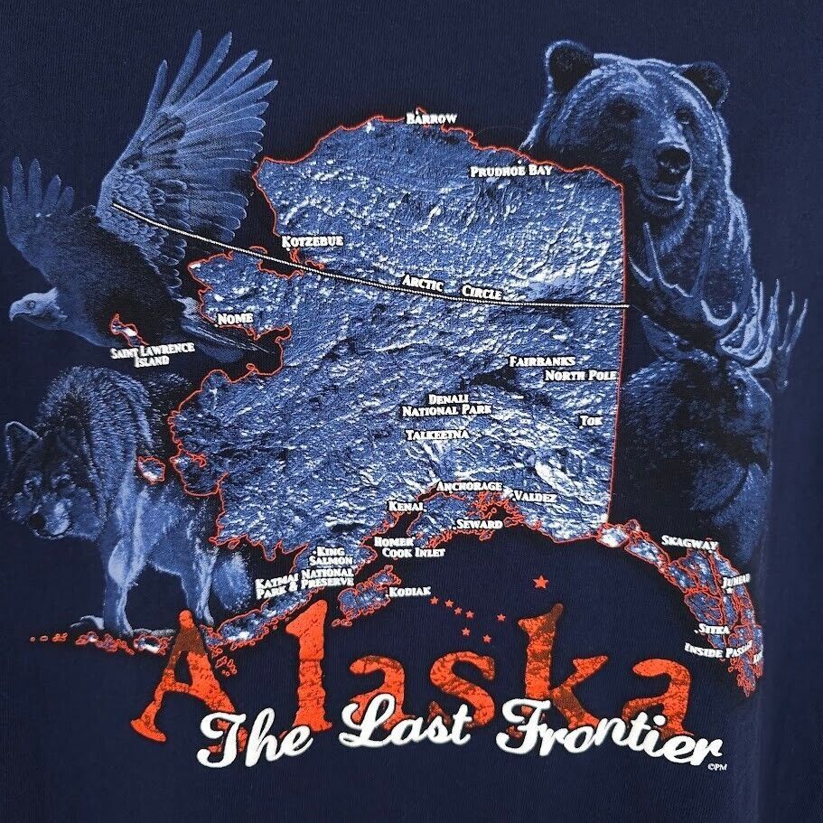 Delta Alaska T Shirt Mens Size Large Blue Grizzly Bear Wolf Moose Size US L / EU 52-54 / 3 - 2 Thumbnail
