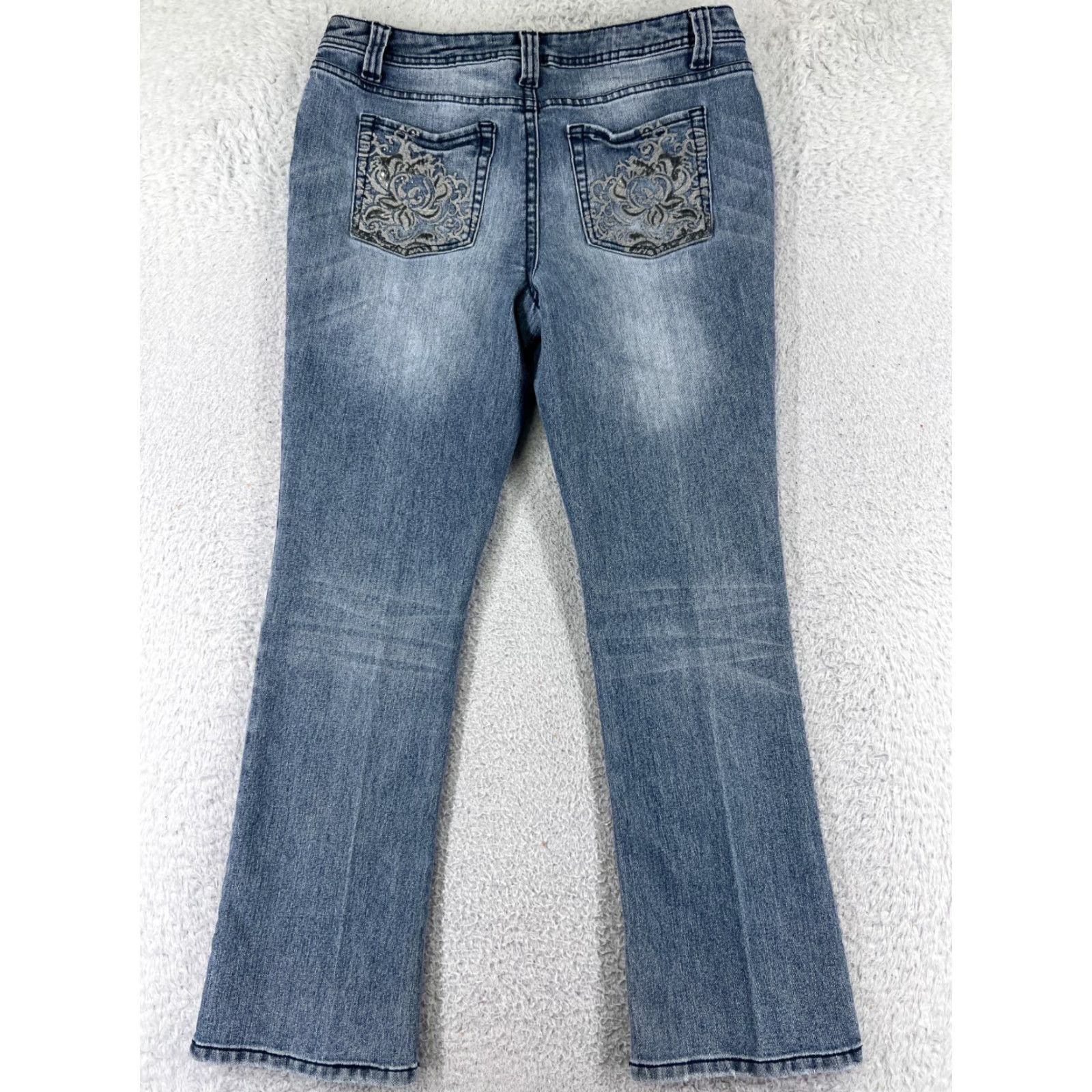 Apt. 9 Apt. 9 Women's Jeans Bootcut Cotton Blend Stretch Blue Denim 29 Waist, Low Rise, Embroidered Accents, 5-Pocket Lifetime Vintage Style Size 29" - 2 Thumbnail