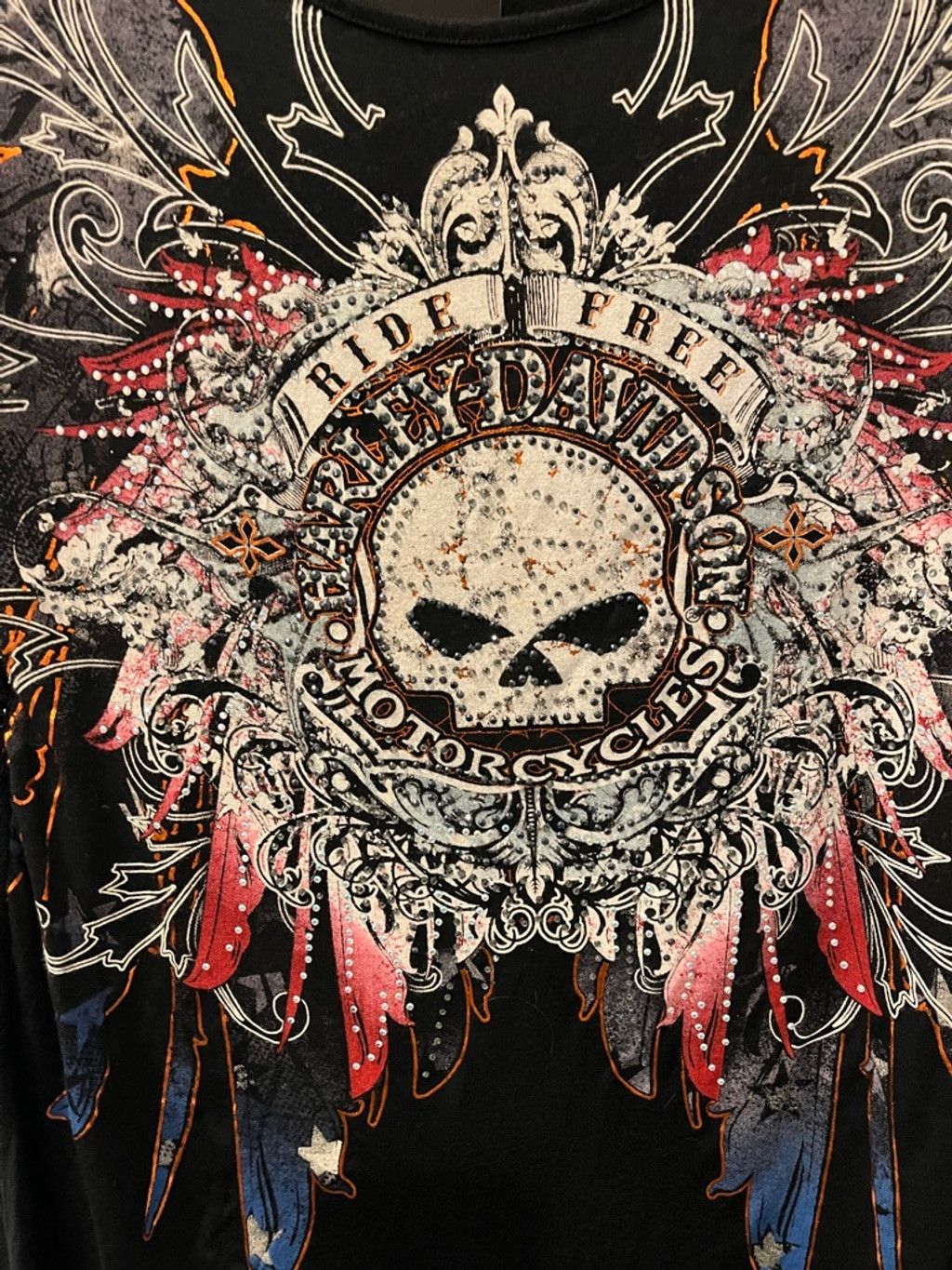 Harley Davidson Harley Davidson NWT Willie G Skull Rhinestone Shirt Sz Small Size S / US 4 / IT 40 - 10 Thumbnail
