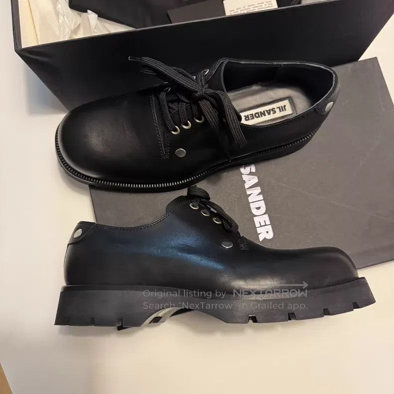 Jil Sander Jil Sander Riveted low-top lace-up leather shoes Size US 7 / EU 40 - 2 Thumbnail