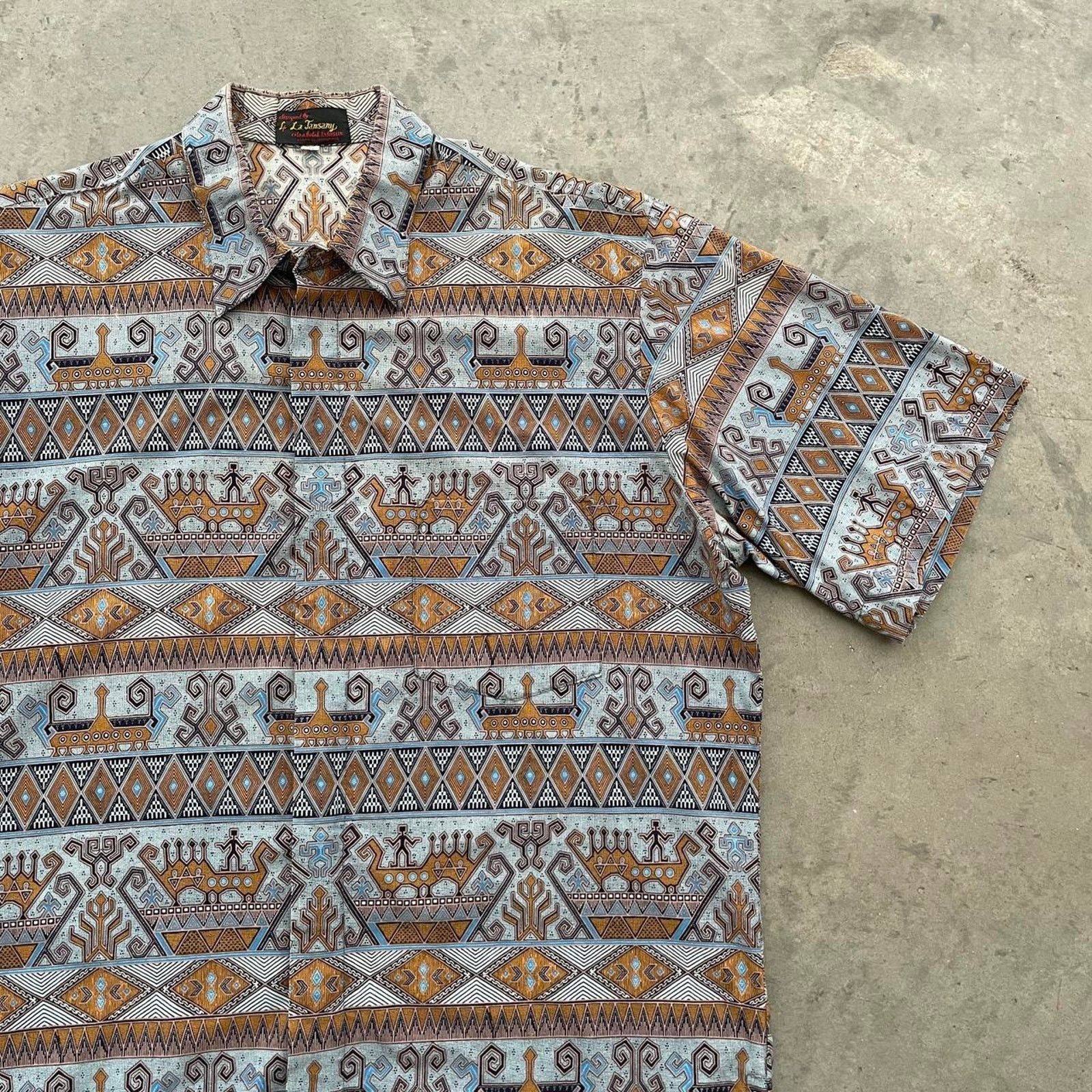 Vintage Vintage La Tansany Aztec Patterned Shirt Size US XL / EU 56 / 4 - 3 Thumbnail