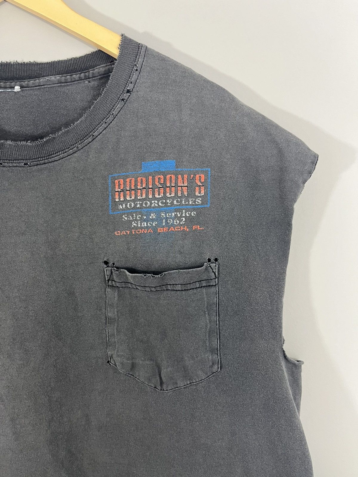Vintage Sun Faded Motorcycle Repair Shop Thrashed Cut Off Size US L / EU 52-54 / 3 - 4 Thumbnail