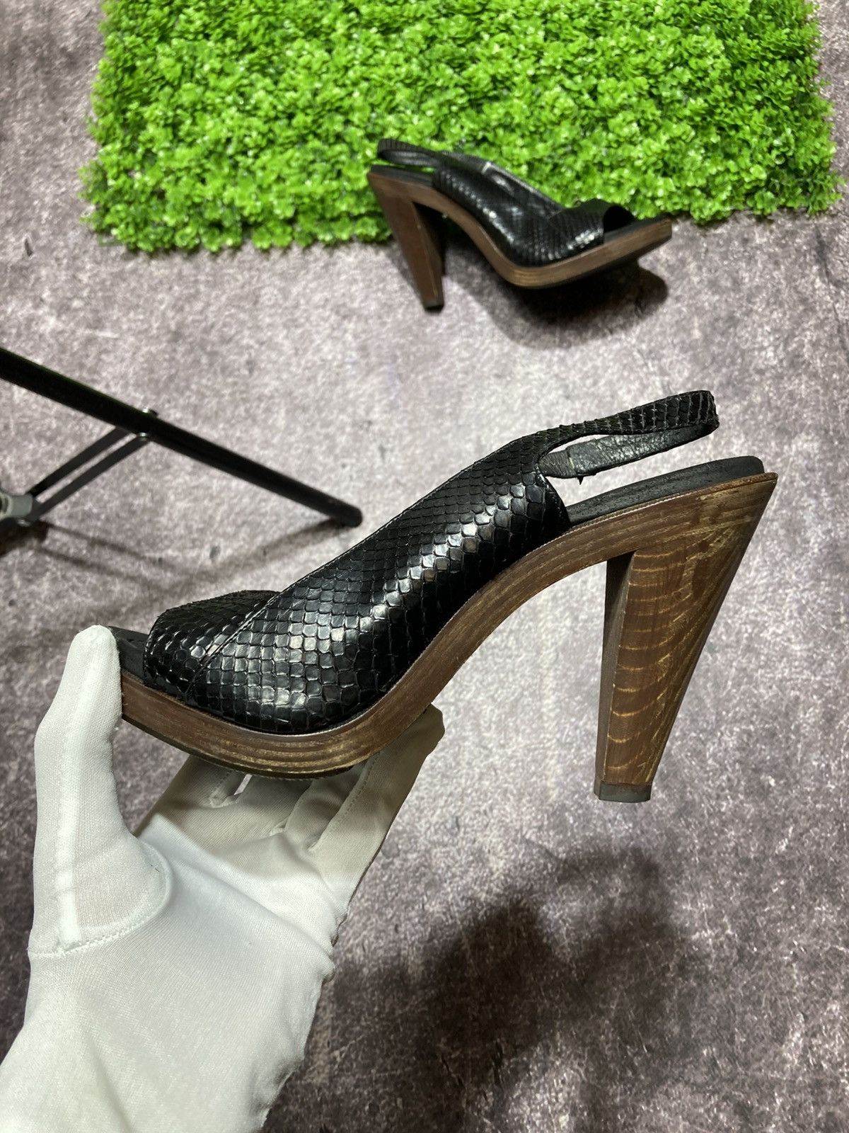 Proenza Schouler Proenza Schouler Python Black Wood Heel Sandals Slingback Size US 8.5 / IT 38.5 - 4 Thumbnail