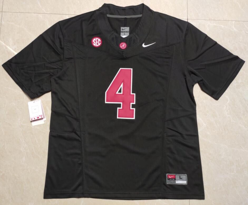 Other Men's Alabama Crimson Tide #4 Jalen Milroe Black Jerseys Size US M / EU 48-50 / 2 - 3 Thumbnail
