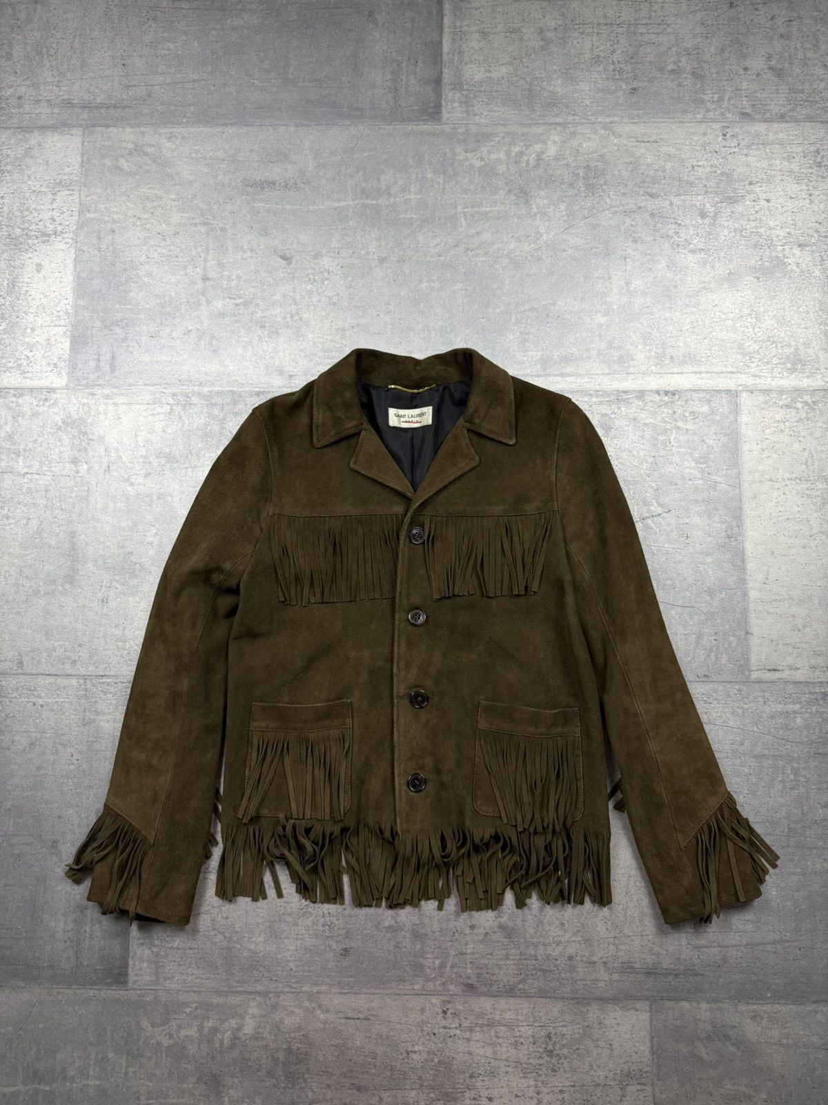 Saint Laurent Paris Saint Laurent Paris Suede Fringe Jacket Western Style 2015 Size XS / US 0-2 / IT 36-38 - 1 Thumbnail