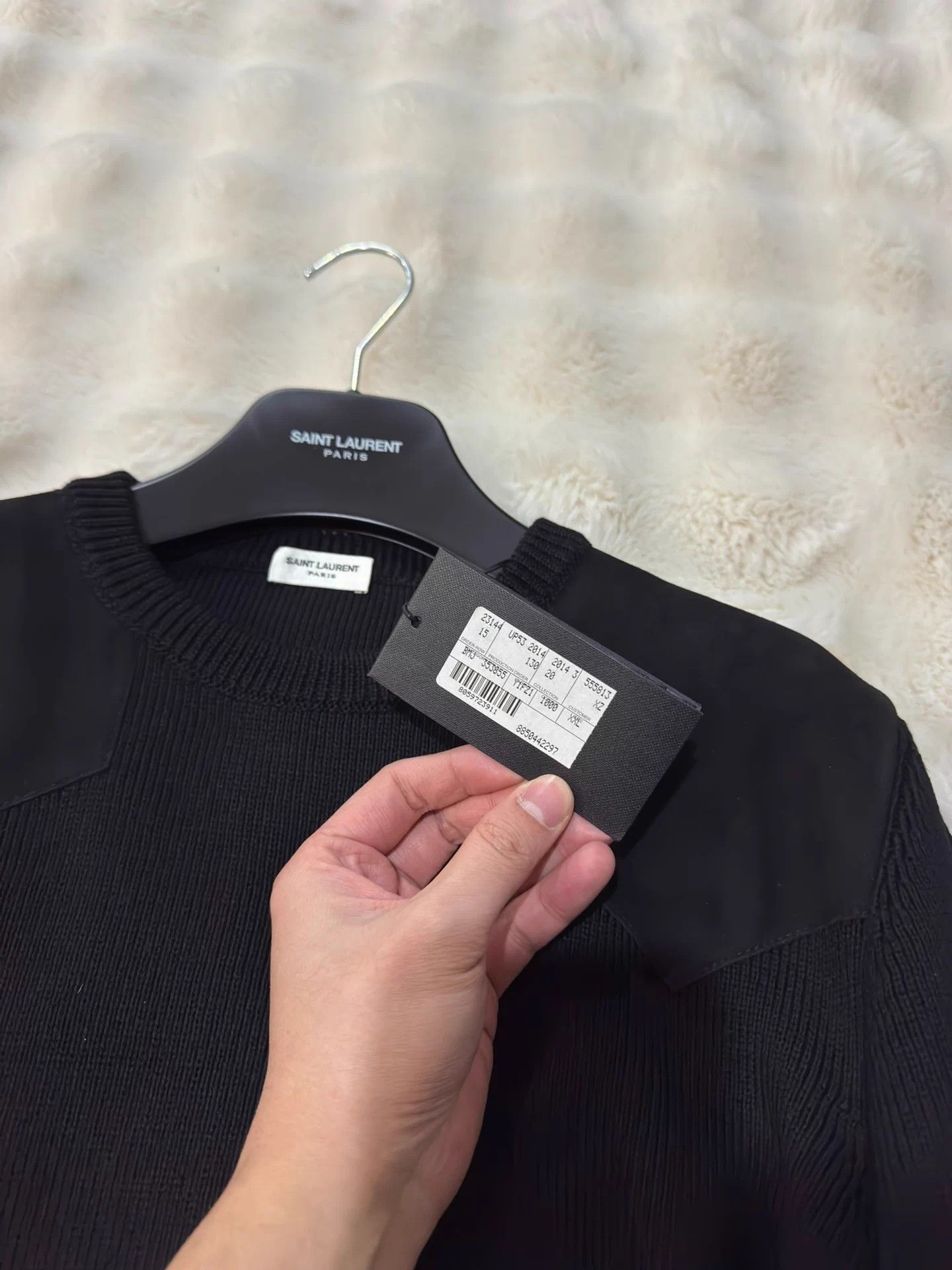 Saint Laurent Paris SAINT LAURENT Hedi Slimane men's wool lambskin knitwear blk Size US XXL / EU 58 / 5 - 2 Thumbnail