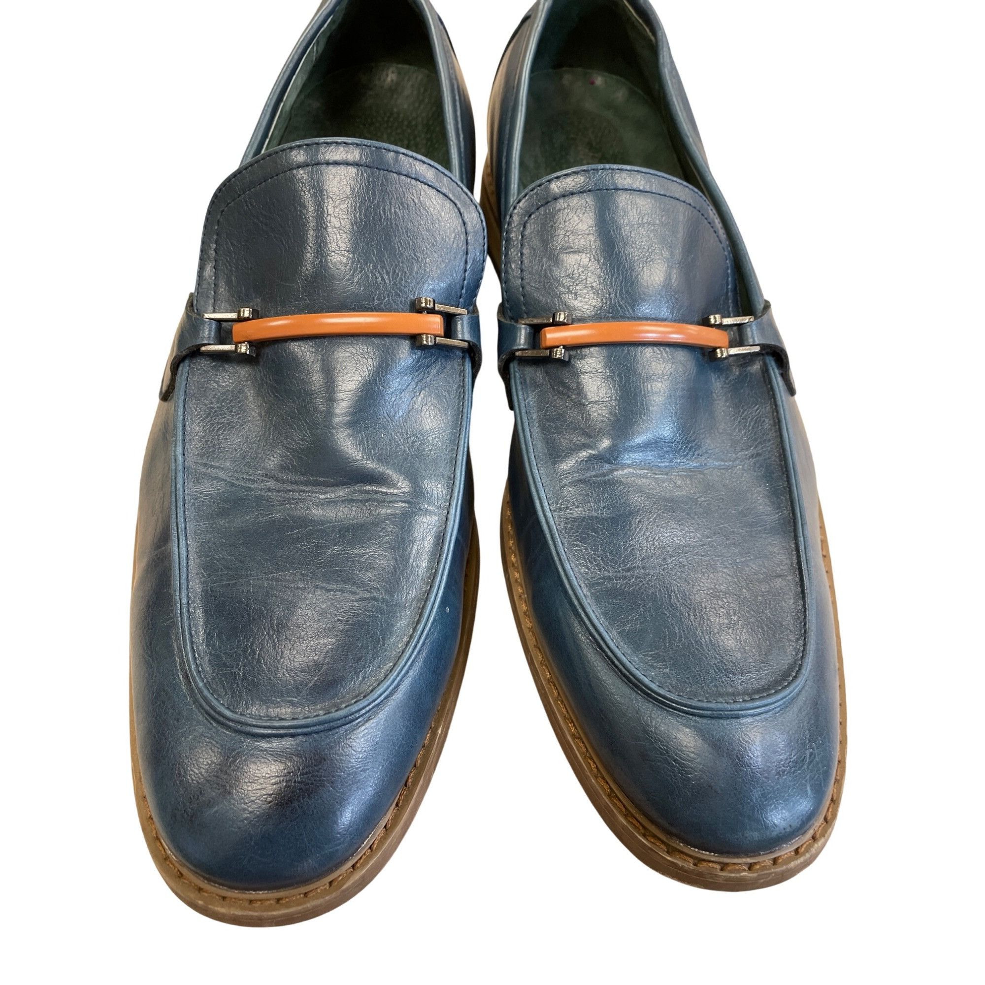 Other Todd Welsch Mens Blue Slip-On Faux Leather Loafers Size 12D Size US 12 / EU 45 - 6 Thumbnail