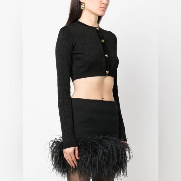 Versace New Authentic Runway Versace croc-jacquard cropped cardigan Size 3XL / US 20-22 - 4 Thumbnail