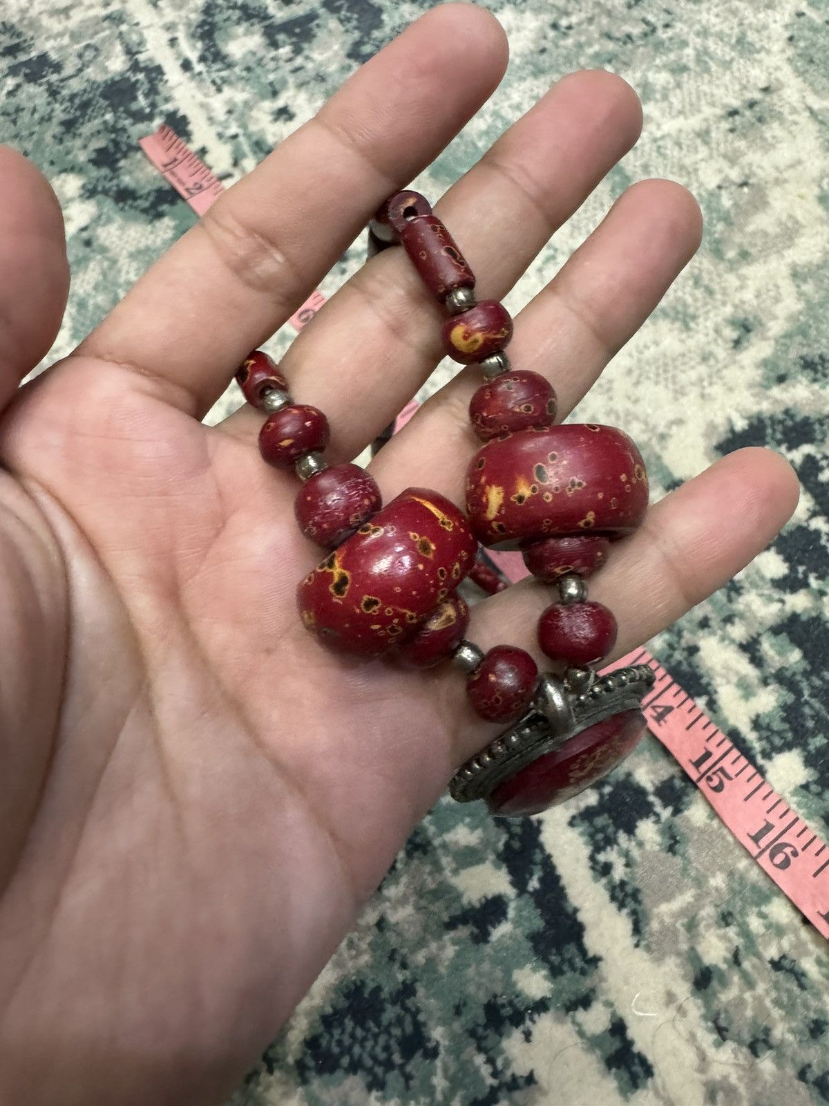 Jewelry METALLIC SILVER RED CORAL BEADS NECKLACE Size ONE SIZE - 5 Thumbnail