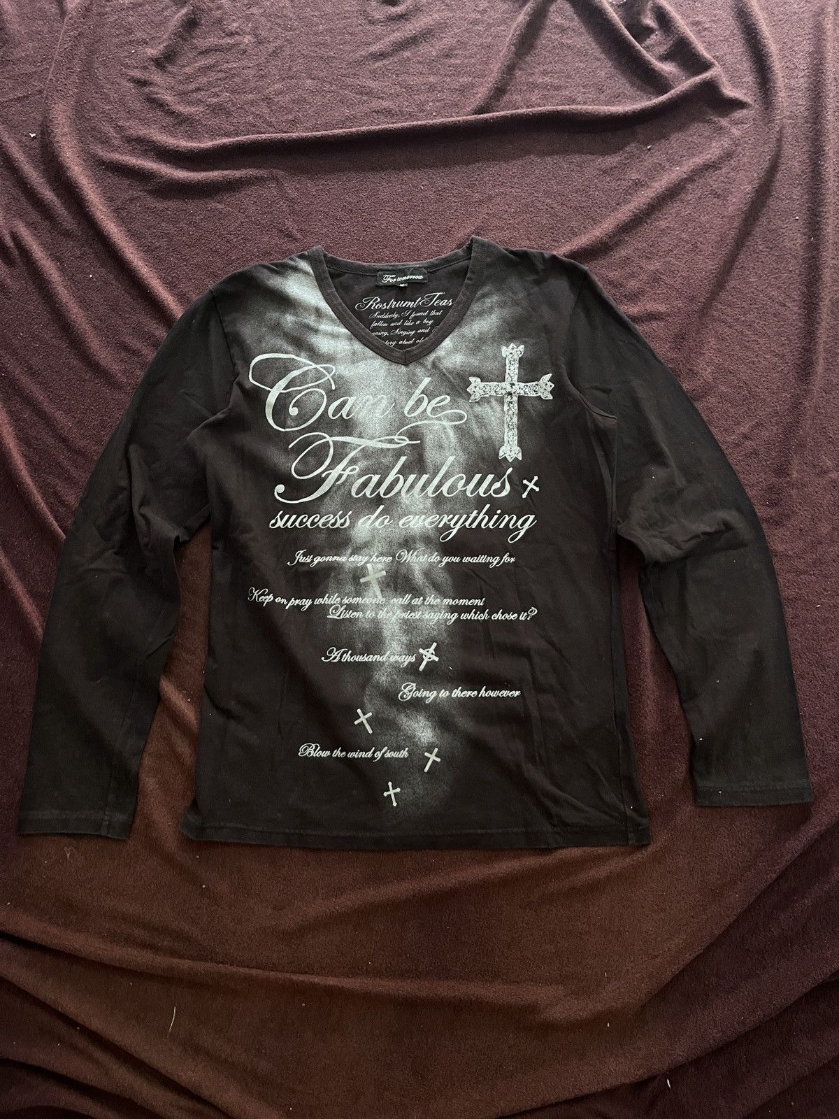 Japanese Brand Smokes For Tommorow Cross poem v neck Size US M / EU 48-50 / 2 - 1 Thumbnail