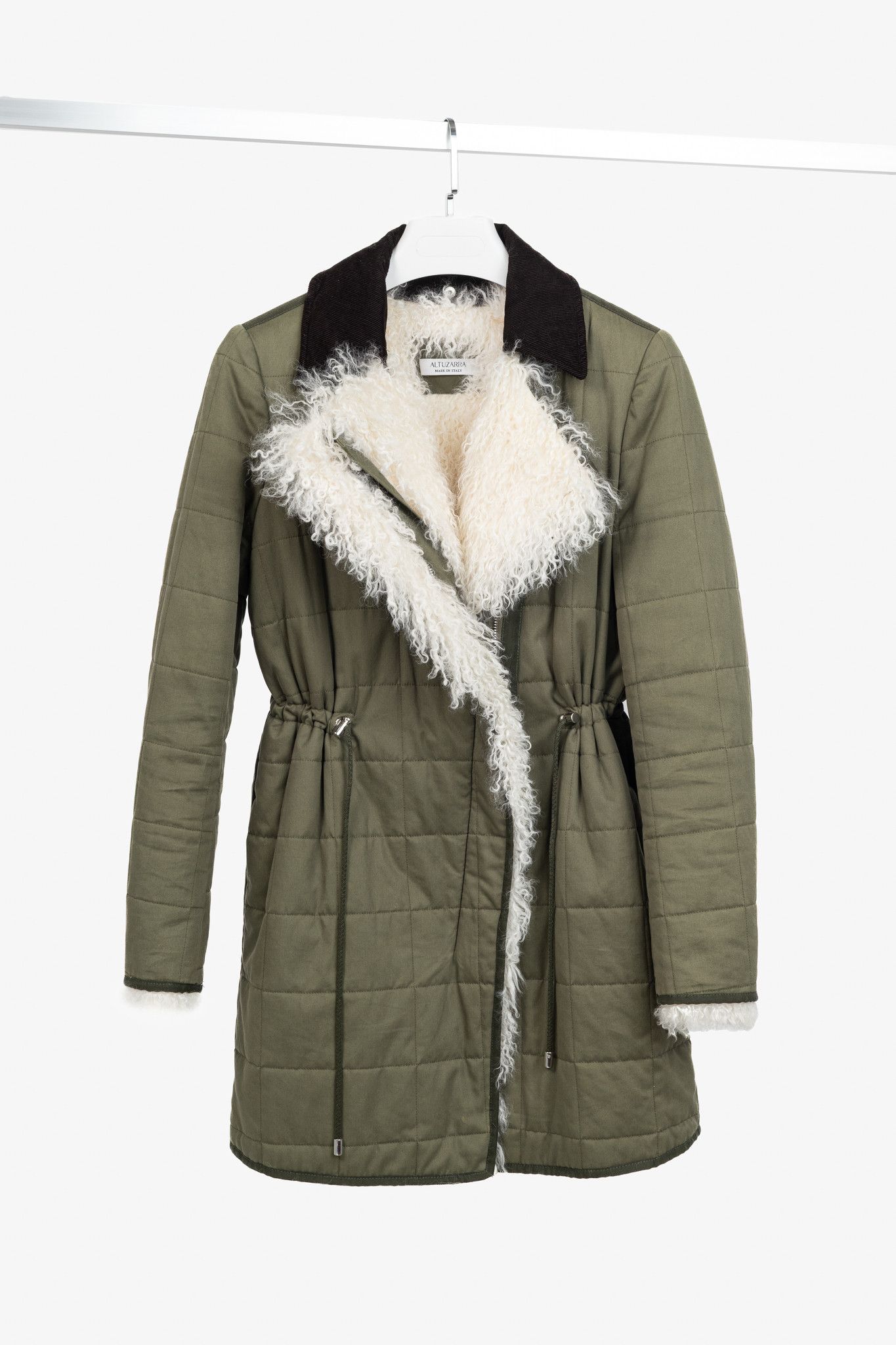 Altuzarra Altuzarra PF/15 Green Cotton Quilted Lamb-Fur Coat Size M / US 6-8 / IT 42-44 - 1 Thumbnail