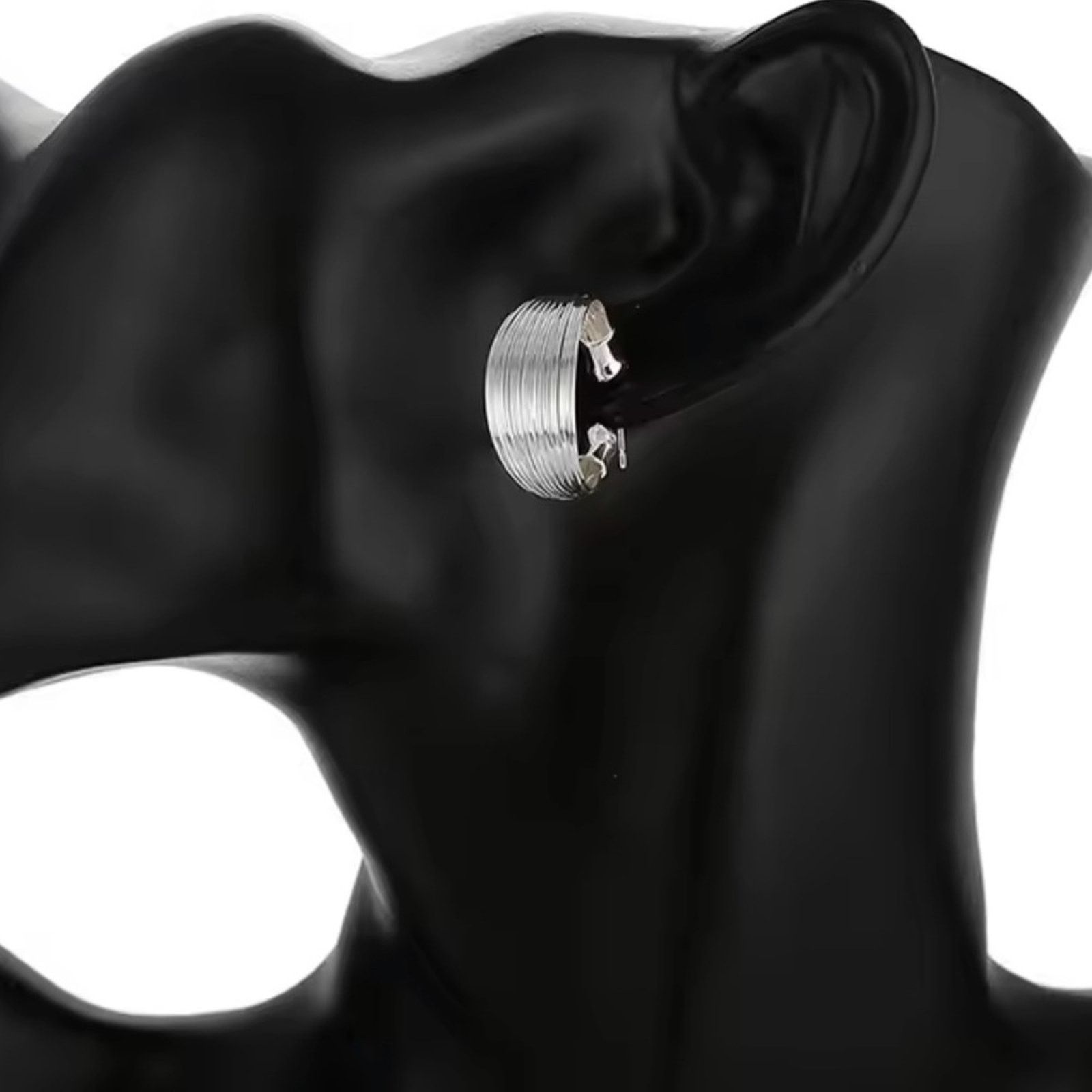 Other Sterling Silver Multi-layer Round C Hoop Earrings For Wome Size ONE SIZE - 2 Thumbnail