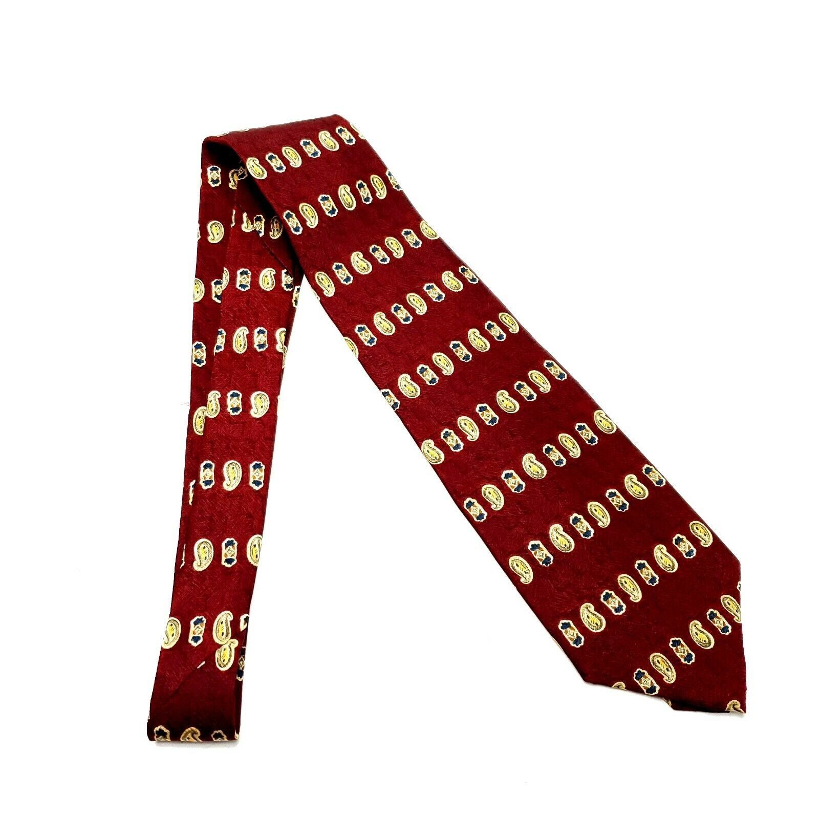 Vintage Geoffrey Beene Silk Tie Print Paisley Red Short Wide Size ONE SIZE - 6 Thumbnail