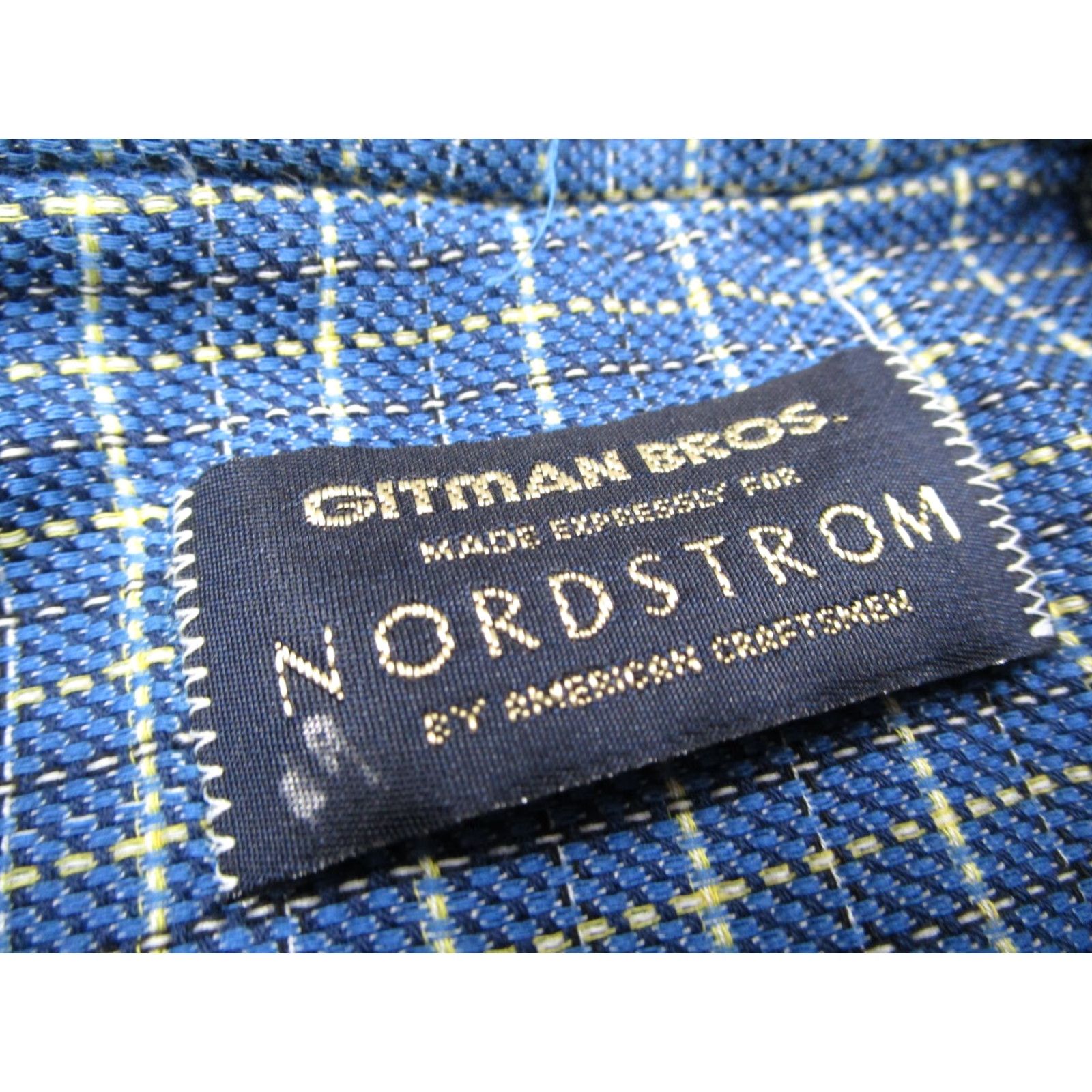 Nordstrom VINTAGE Gitman Bros Shirt Mens XL Blue Button-Up Cotton Long Sleeve Check 1950s-Current Mens Size US XL / EU 56 / 4 - 3 Thumbnail