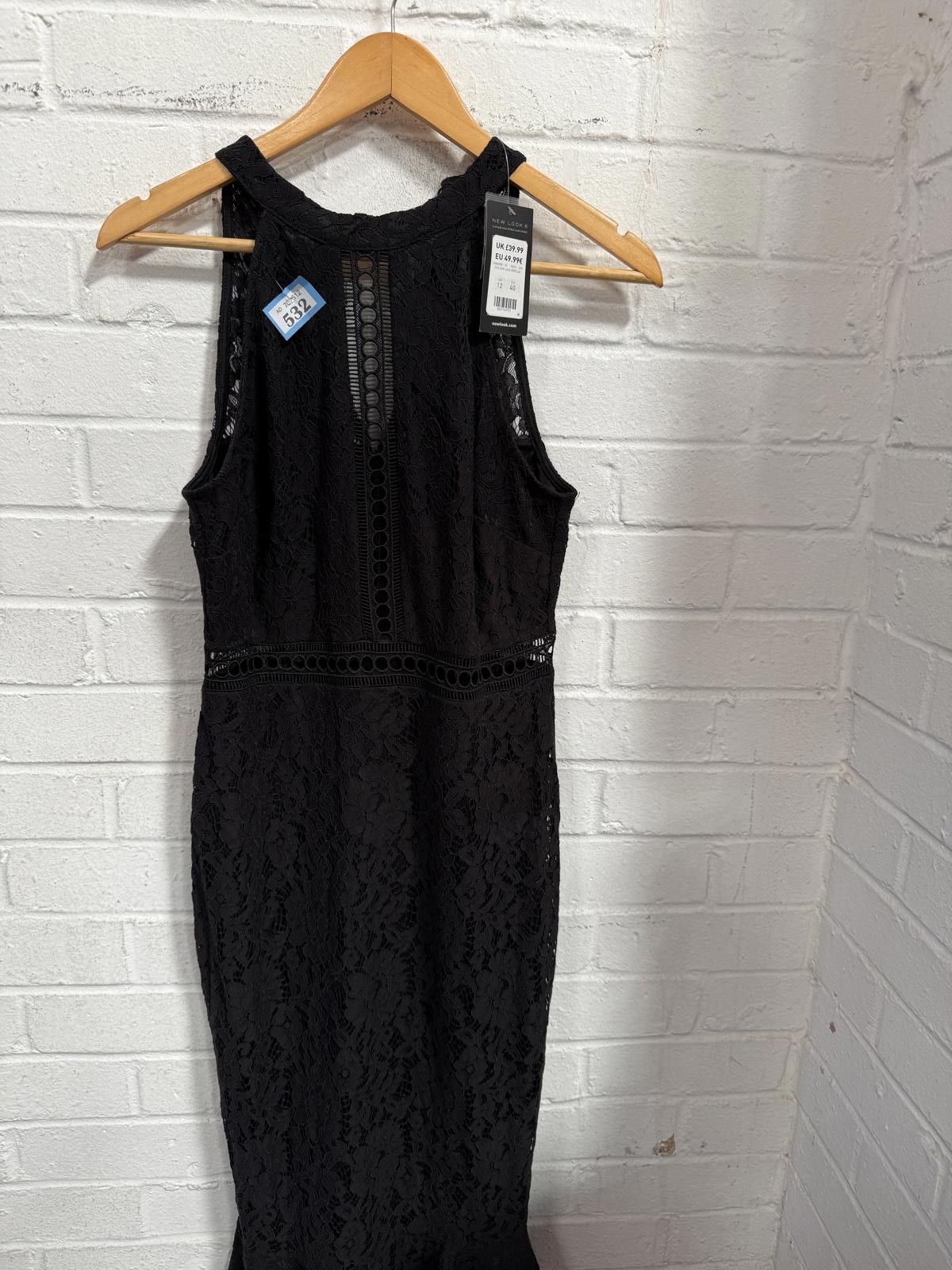 New Look New Look Black Lace Midi Dress Size 12 Size XL / US 12-14 / IT 48-50 - 1 Thumbnail