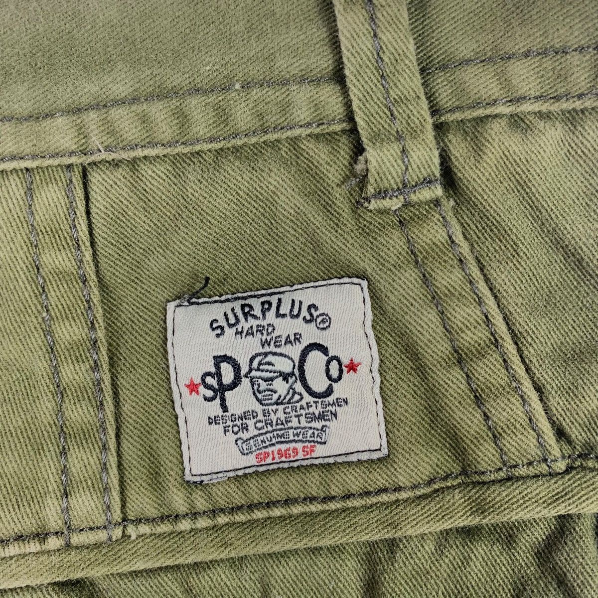Japanese Brand SURPLUS SEMINARY Army colour cargo pants Size US 31 - 20 Thumbnail