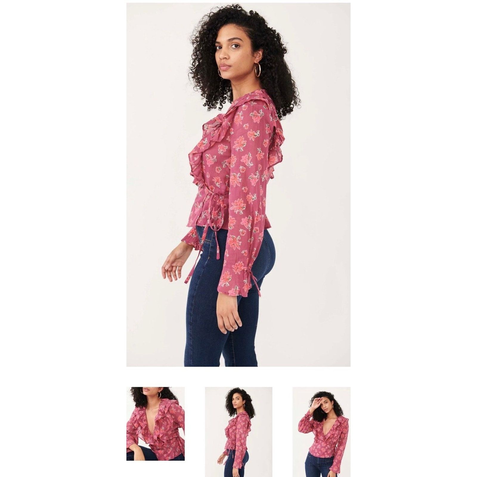 Free People Free People Amanda Women Wrap Top Sultry Comb Size M A002072 Size M / US 6-8 / IT 42-44 - 3 Thumbnail