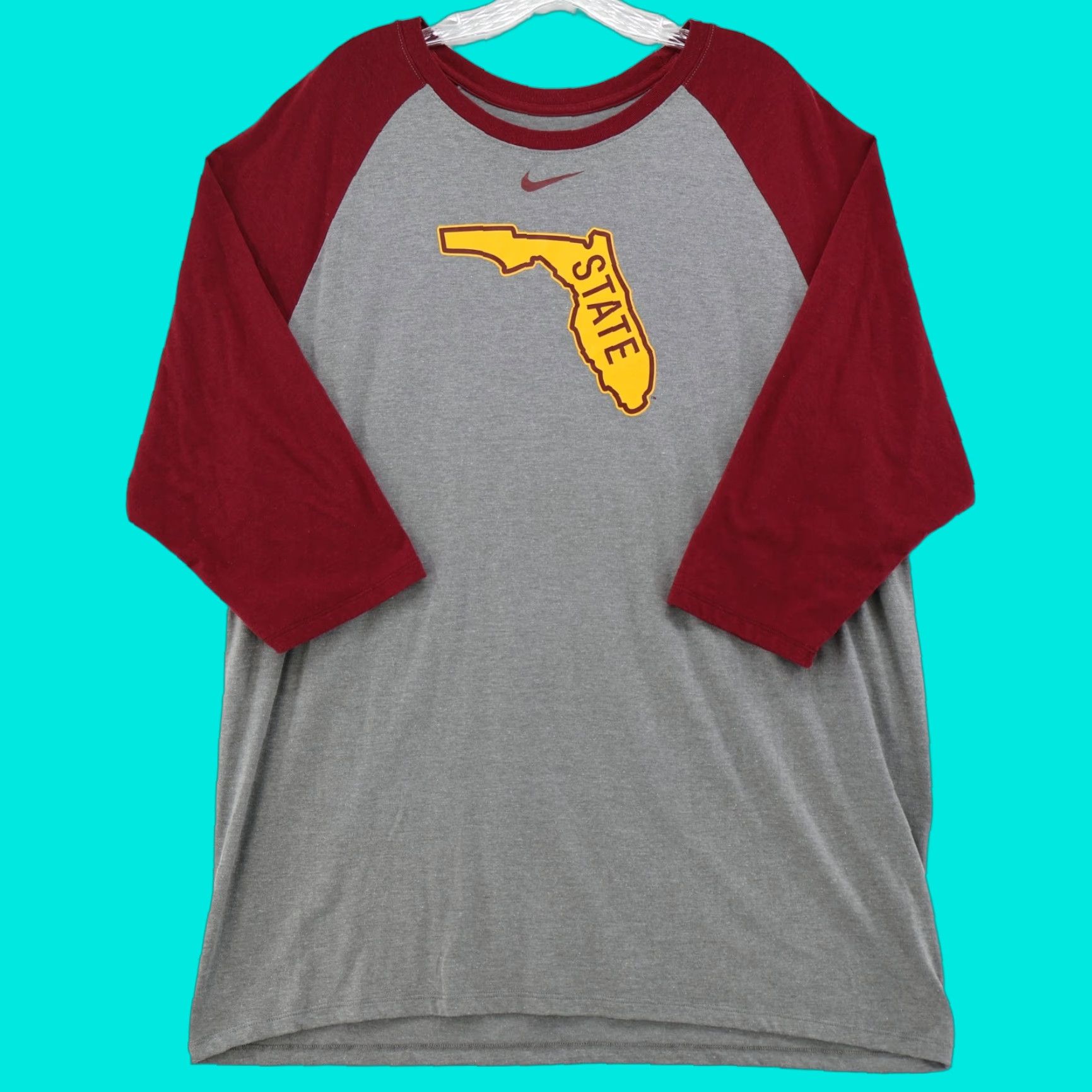 Nike VINTAGE Nike Dri-Fit 3/4 Sleeve Tee Shirt Men's 2XL Gray Red Florida State Shirt Nike Dri-FIT 2XL Gray Red Mens Size US XXL / EU 58 / 5 - 1 Thumbnail