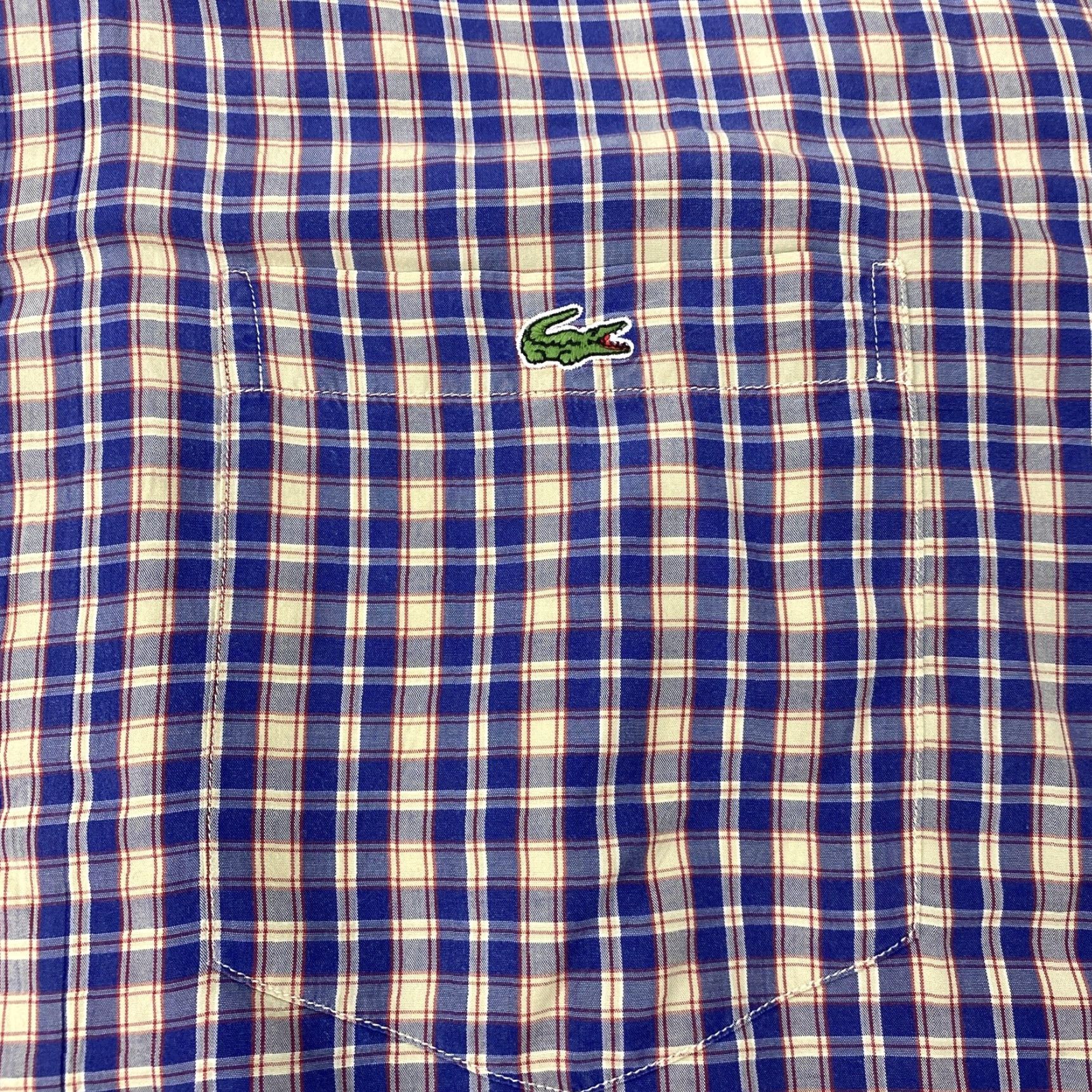 Lacoste VINTAGE Lacoste Shirt Mens Large Blue Beige Plaid Button Down Long Sleeve Made in France 42 Regular Navy Mens Size US XL / EU 56 / 4 - 2 Thumbnail
