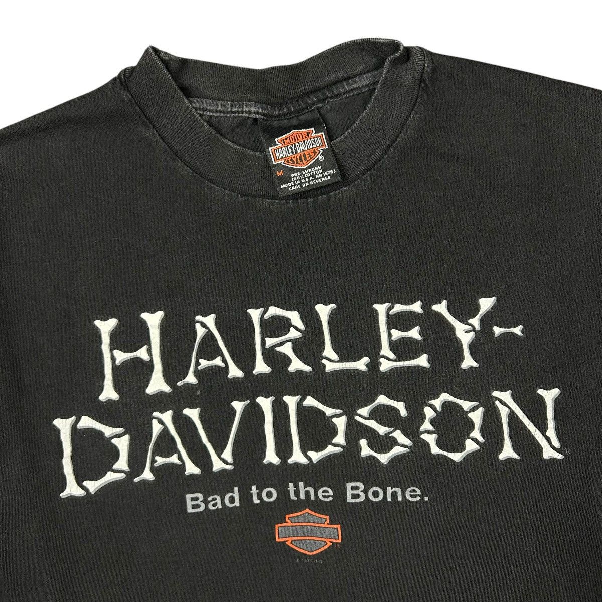 Harley Davidson Vintage 90s Harley Davidson Bones Spell Out Tee Size US M / EU 48-50 / 2 - 2 Thumbnail