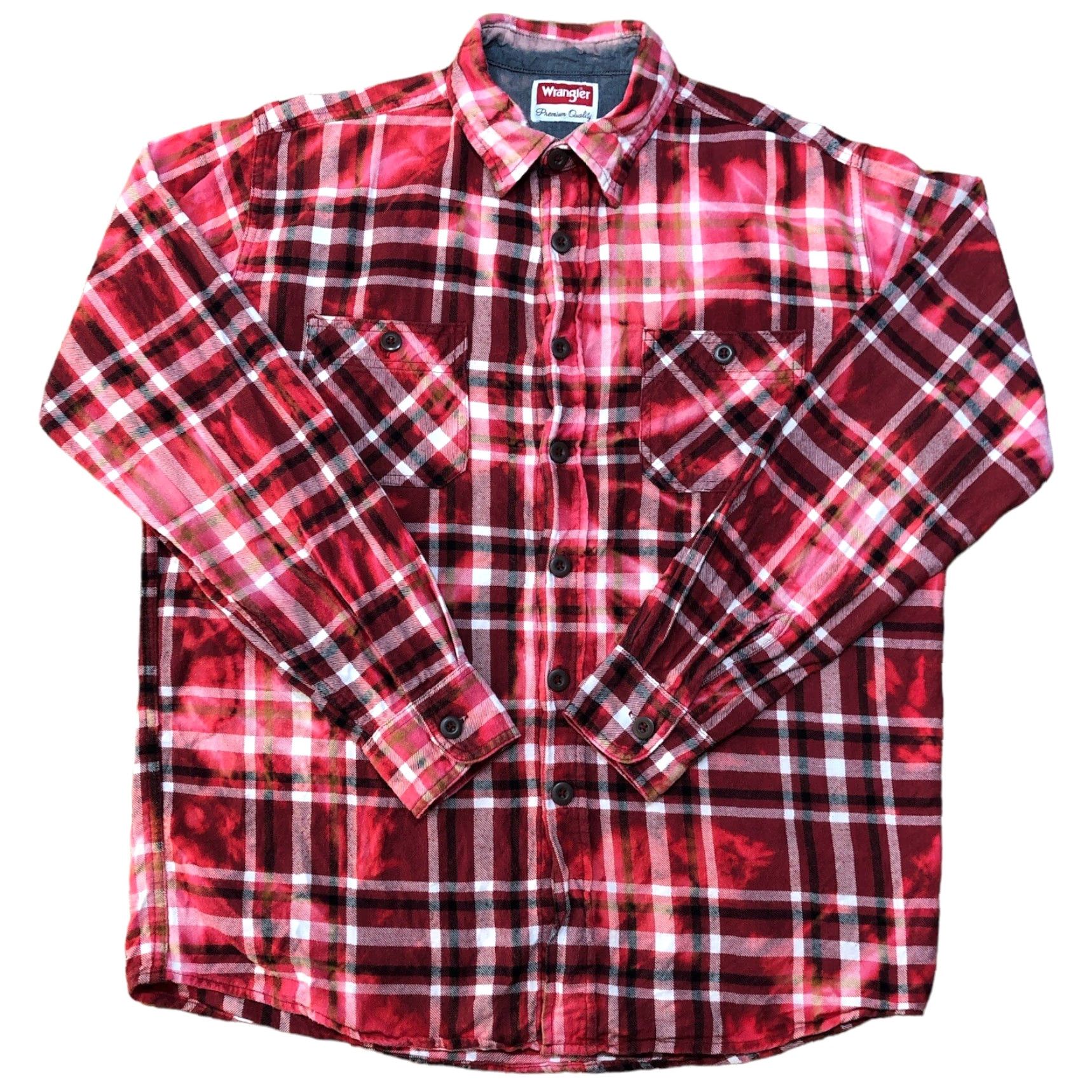 Wrangler VINTAGE Wrangler Long Sleeve Shirt Button Up Mens XL Acid Wash Tie Dye Red Plaid Flannel Size US XL / EU 56 / 4 - 2 Thumbnail