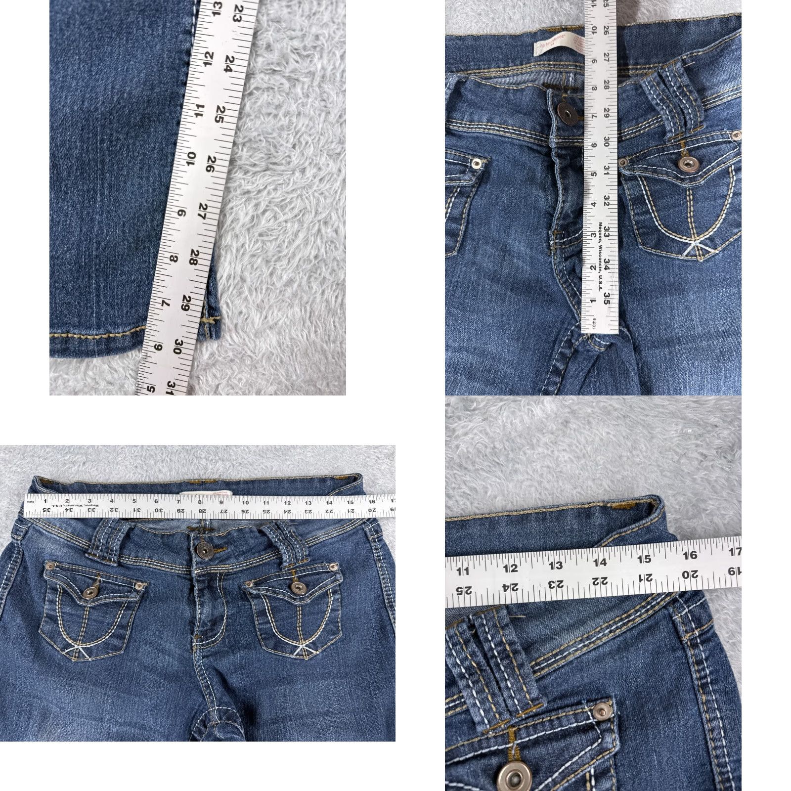 Vintage No Boundaries Jeans Women 13 Blue Denim Flared Low Rise Cotton Blend 30x30 Size 34" / US 12 / IT 48 - 8 Thumbnail