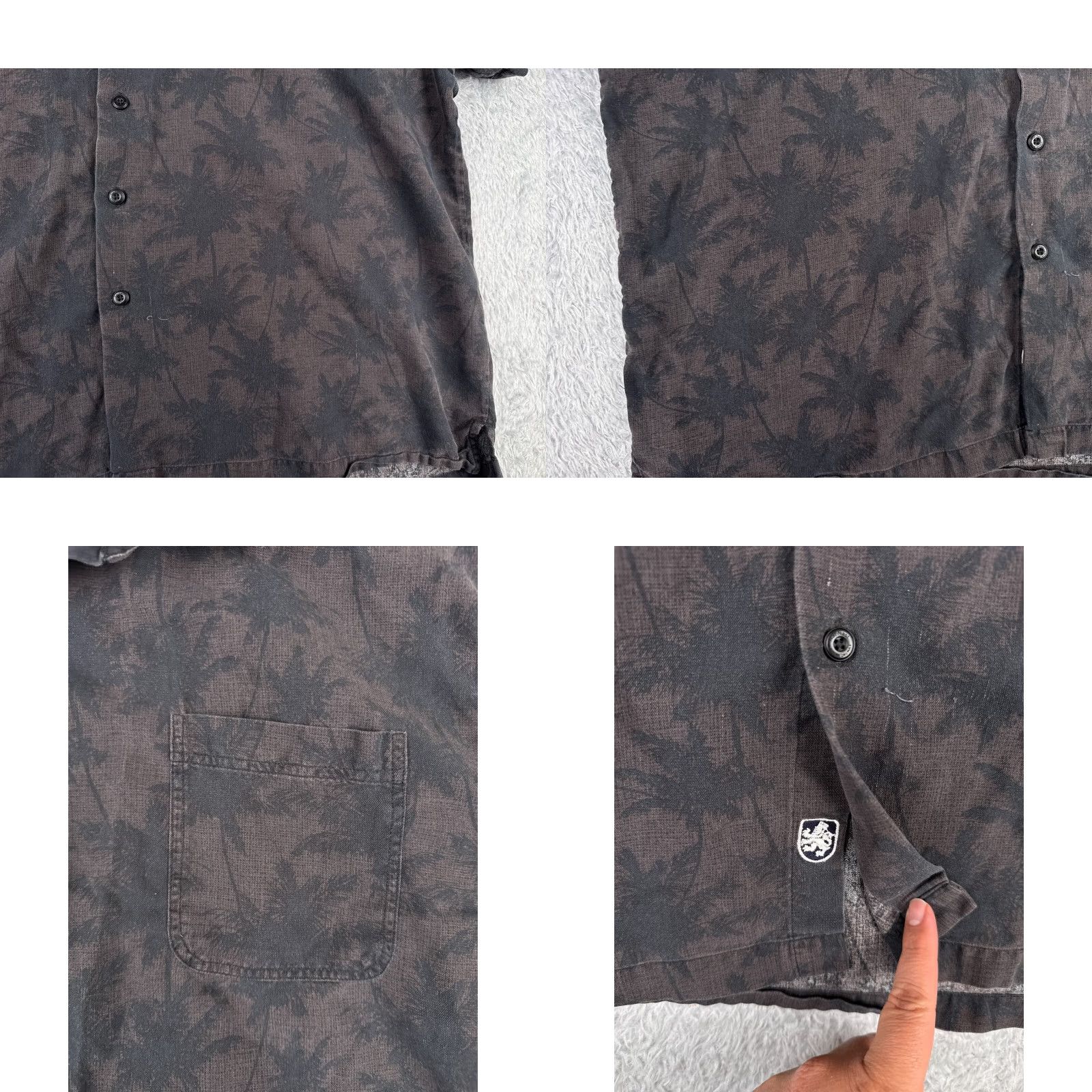 Nat Nast Nat Nast Shirt Mens XL Gray Palm Silk Blend Hawaiian Camp Short Sleeve Button-Up Size US XL / EU 56 / 4 - 8 Thumbnail