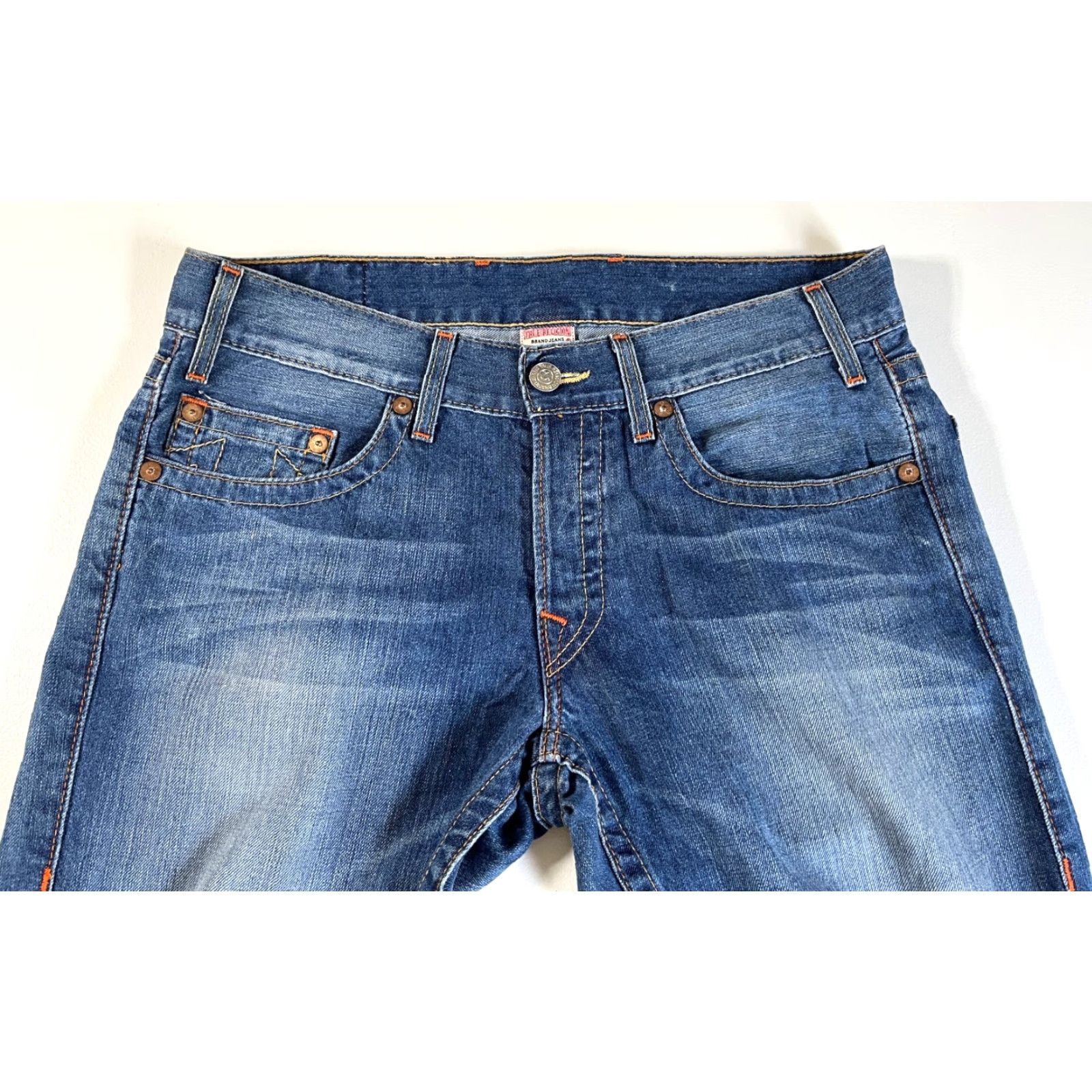True Religion TRUE RELIGION Jeans Slim Straight Leg Mens Regular 33x32 Blue 5-Pocket Denim Made in USA Size US 33 - 4 Thumbnail