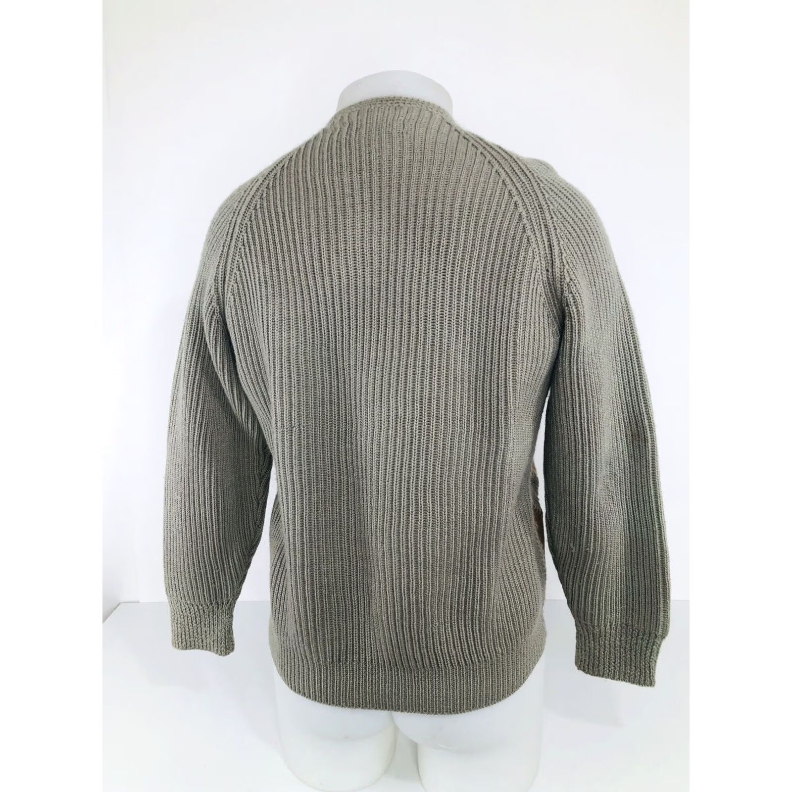 Vintage Shillito's Italy Vtg. Wool & Cow Hide Suede Leather Mens Sm. Sweater Shirt Regular S Greenish Beige / Tan 90s Italy Mens Size US S / EU 44-46 / 1 - 5 Thumbnail