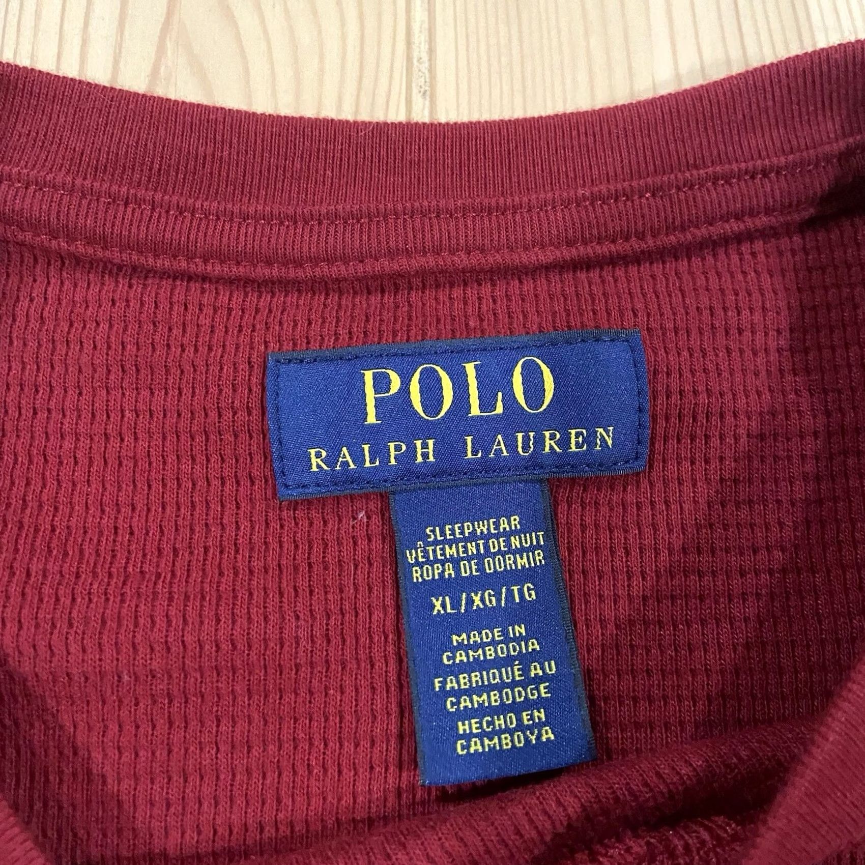 Polo Ralph Lauren Polo Ralph Lauren Shirt Nightshirt Men XL Crew Neck Cotton Blend Embroidered Bear Polo Bear Red Long Sleeve Pajama Top Size US XL / EU 56 / 4 - 4 Thumbnail