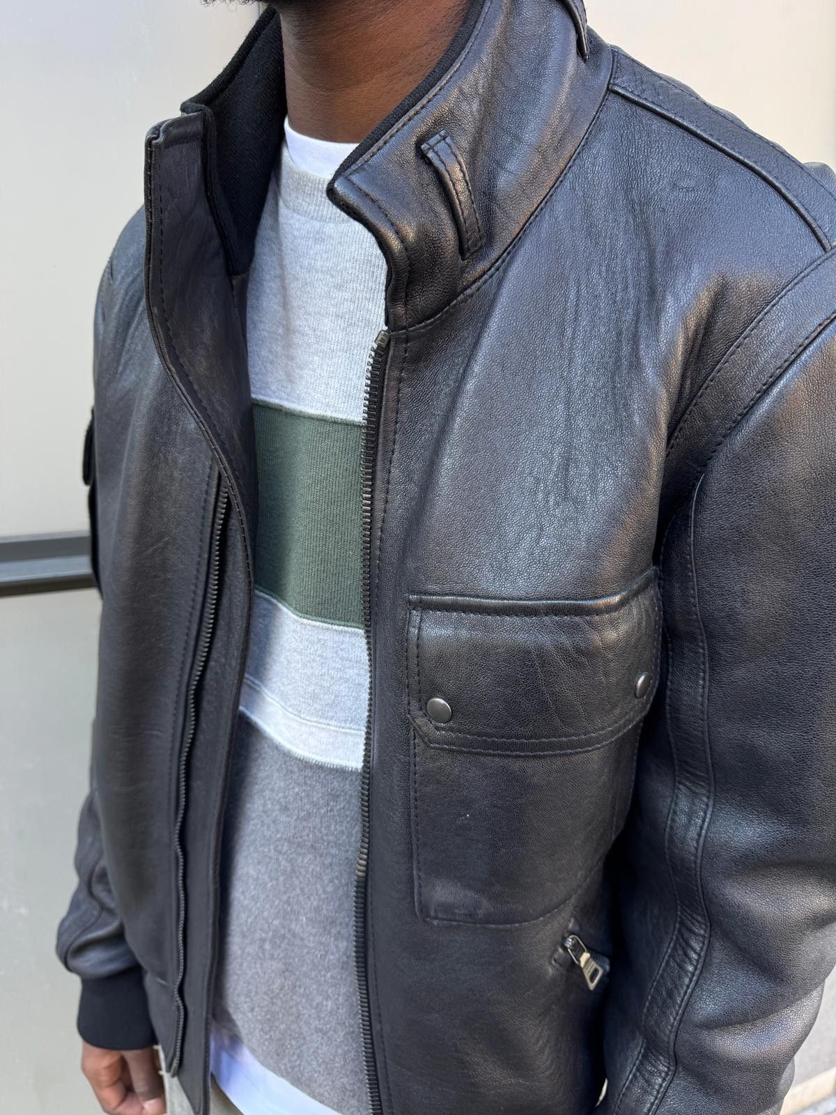 Prada Early 2000’s Prada Jet Black Leather Flight Jacket Size US L / EU 52-54 / 3 - 7 Thumbnail