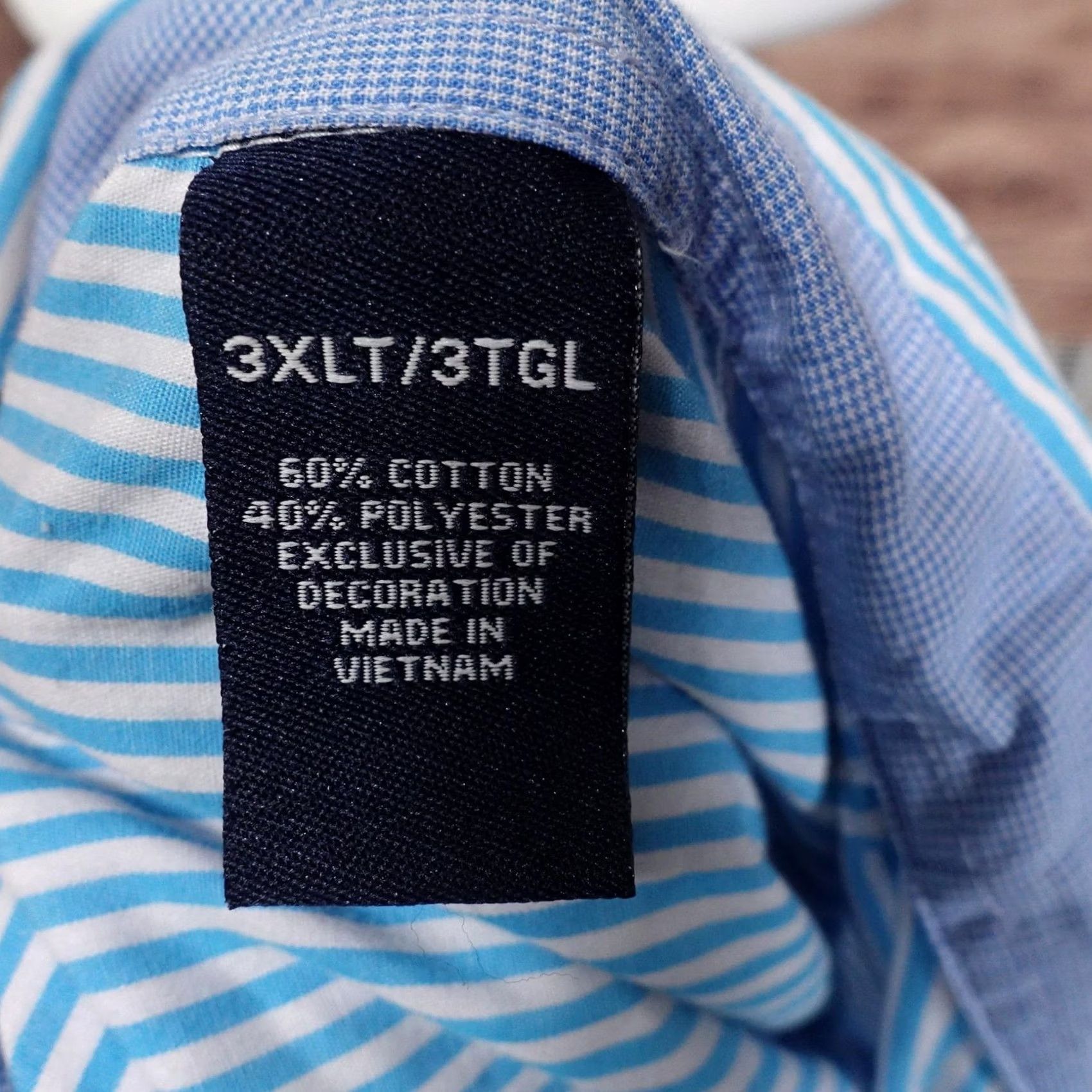 Chaps Chaps Shirt Mens 3XLT Blue Striped Long Sleeve Button-Up Cotton Blend Embroidered Size US XXL / EU 58 / 5 - 6 Thumbnail
