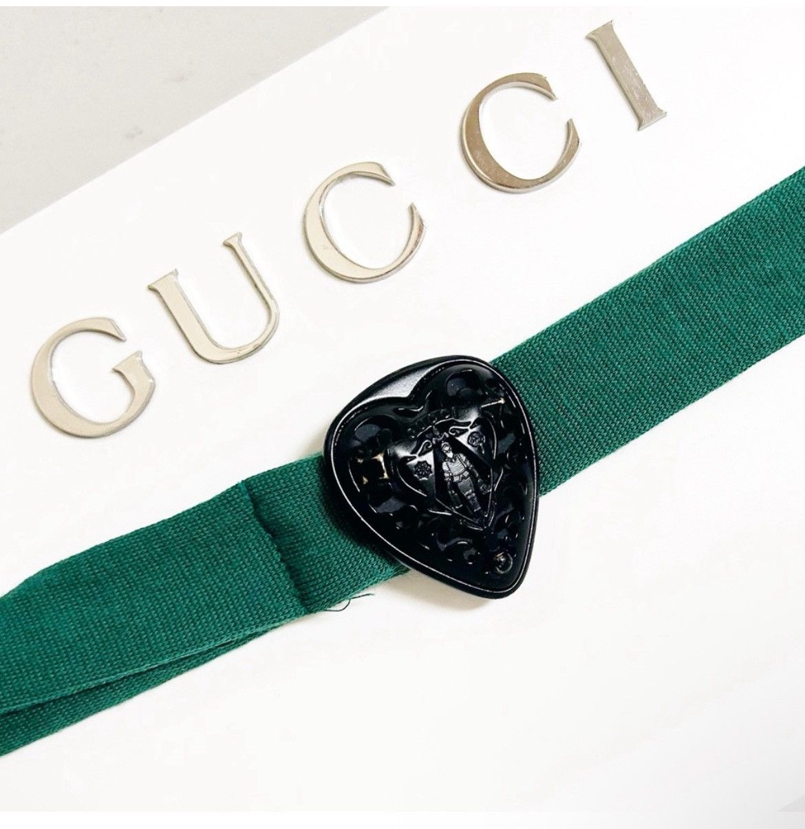 Gucci Authentic Gucci Rare Hysteria Black Heart & Teal Wool Belt Size ONE SIZE - 1 Thumbnail