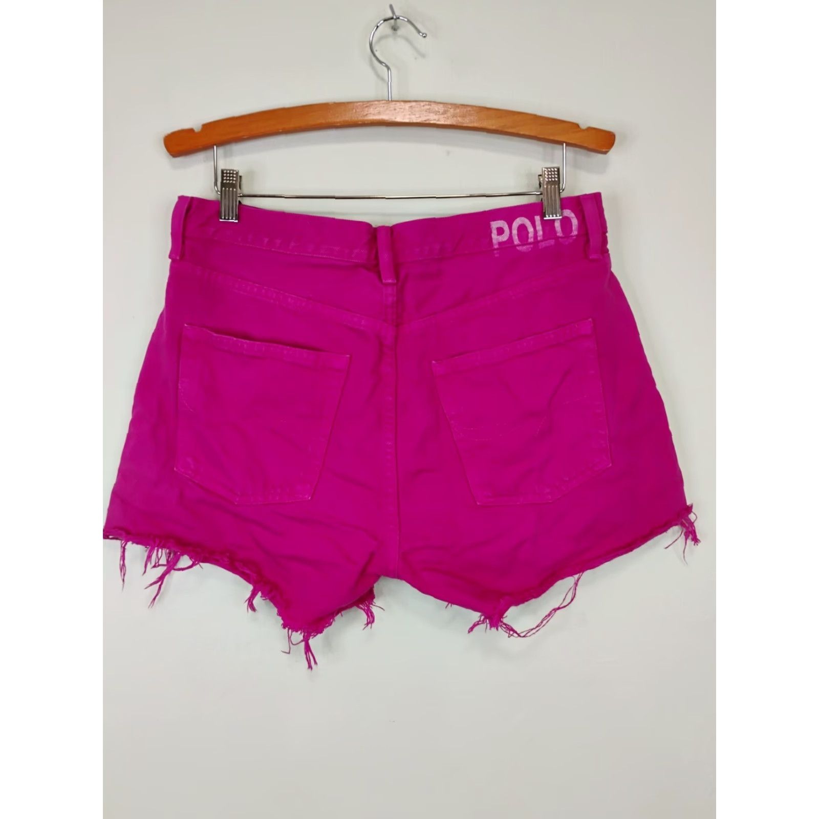 Polo Ralph Lauren VINTAGE Polo Ralph Lauren Crosby Relaxed Shorts 32 Pink Denim Barbie Frayed Raw Hem 5-Pocket Women's Shorts Size 24" / US 00 / IT 34 - 2 Thumbnail