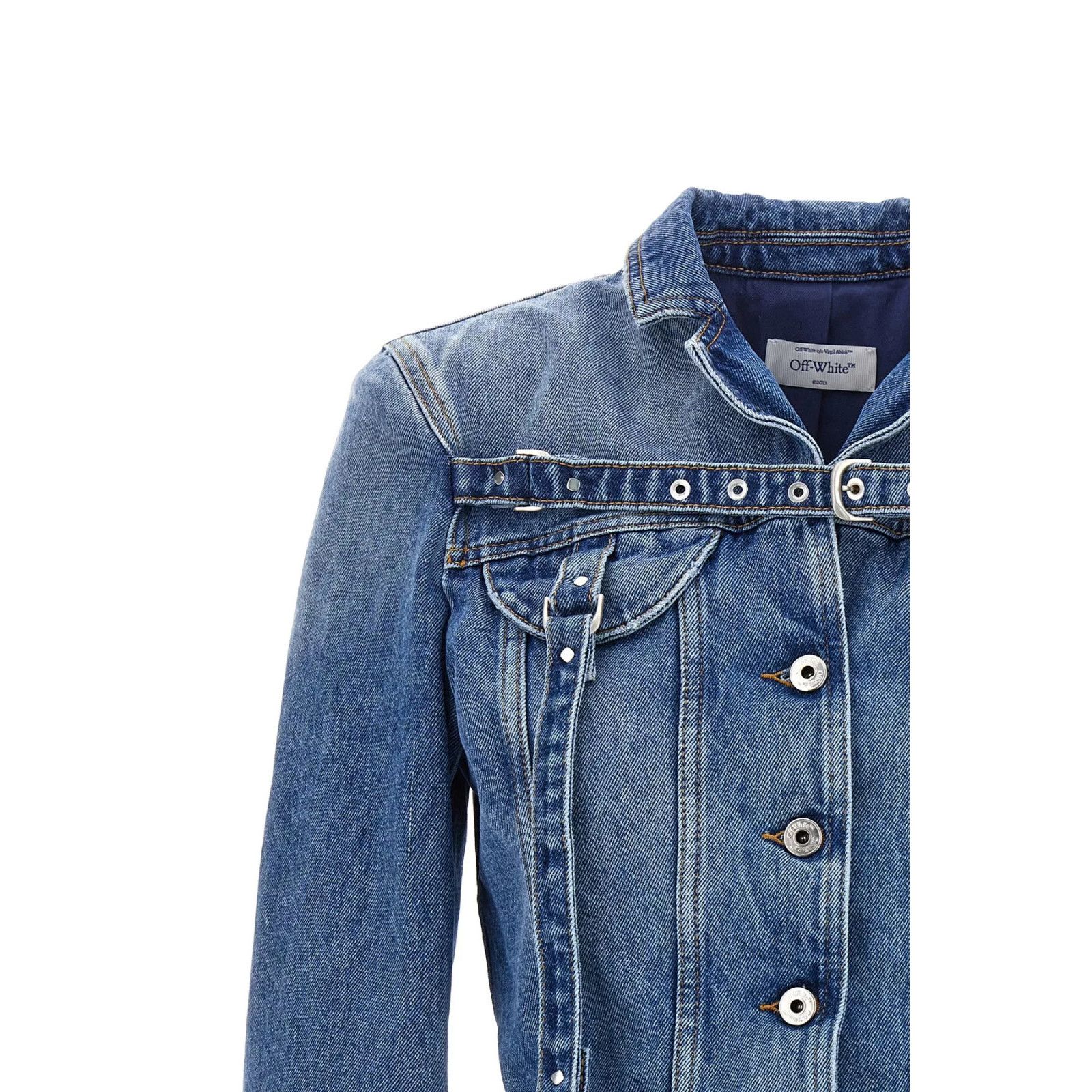 Other OFF-WHITE Cargo Blue Denim Crop Jacket New & Authentic (Wome Size S / US 4 / IT 40 - 3 Thumbnail