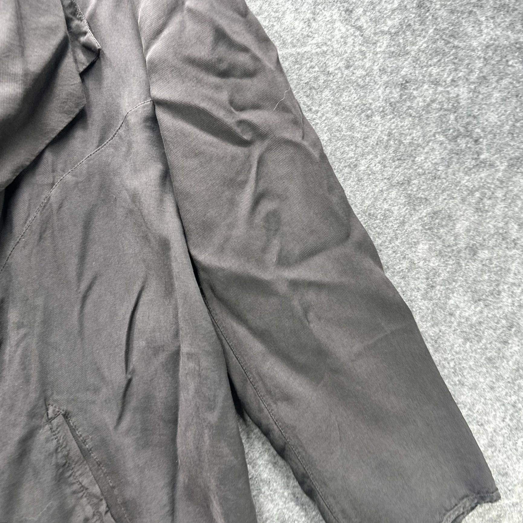 Vintage HUMANOID Blazer Jacket Womens M Gray Twill Viscose Cupro Draped Collar, Short, Single-Breasted, Pockets, Basic Jacket Size M / US 6-8 / IT 42-44 - 6 Thumbnail
