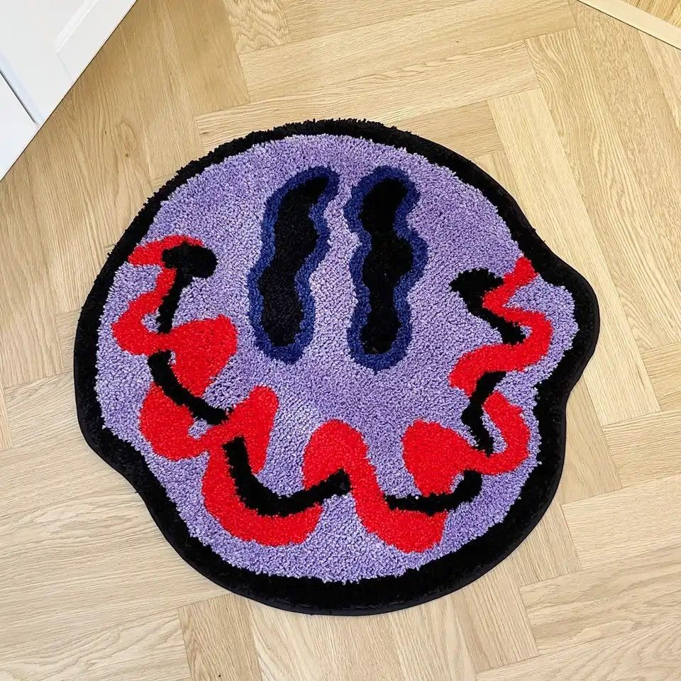 Japanese Brand × Vintage Tufted Trippy Smiling Face Rug Handmade Carpet Size ONE SIZE - 1 Thumbnail
