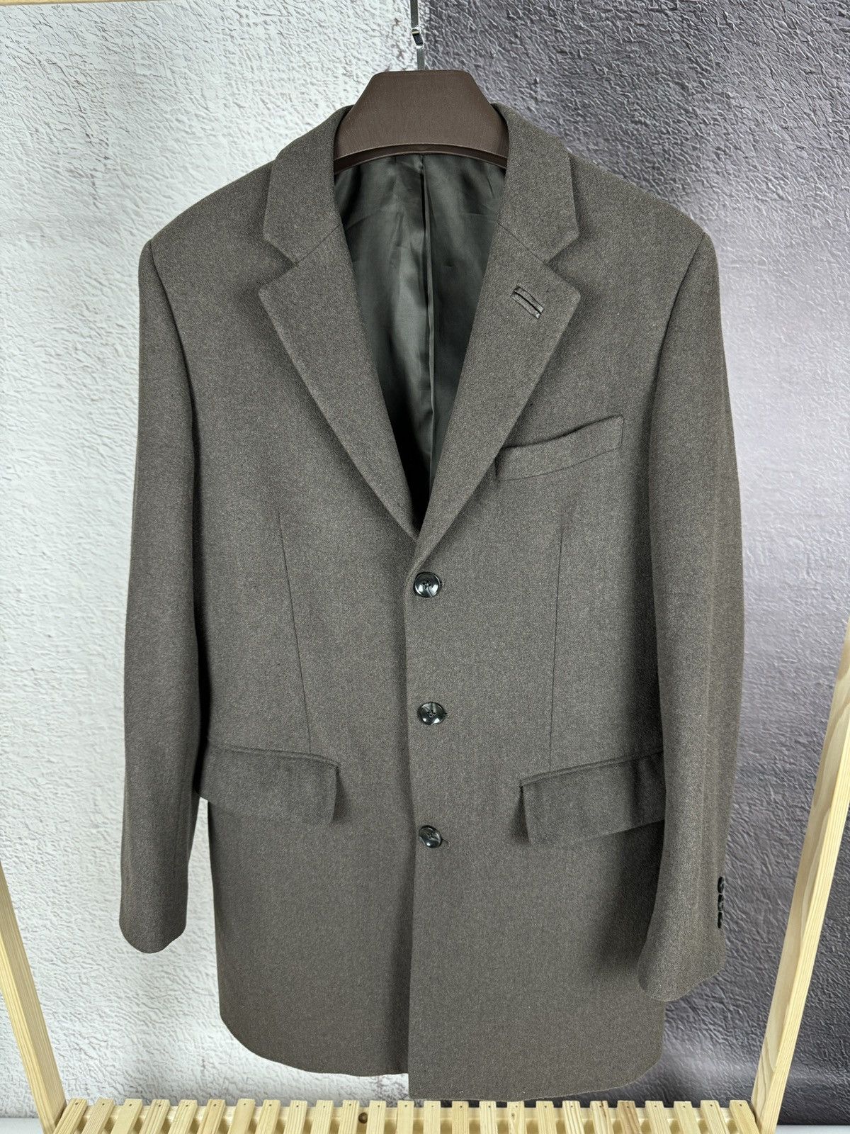 Chevignon CHEVIGNON Coat Men's LARGE Wool Blend Mid Length Brown Grey Size US L / EU 52-54 / 3 - 2 Thumbnail