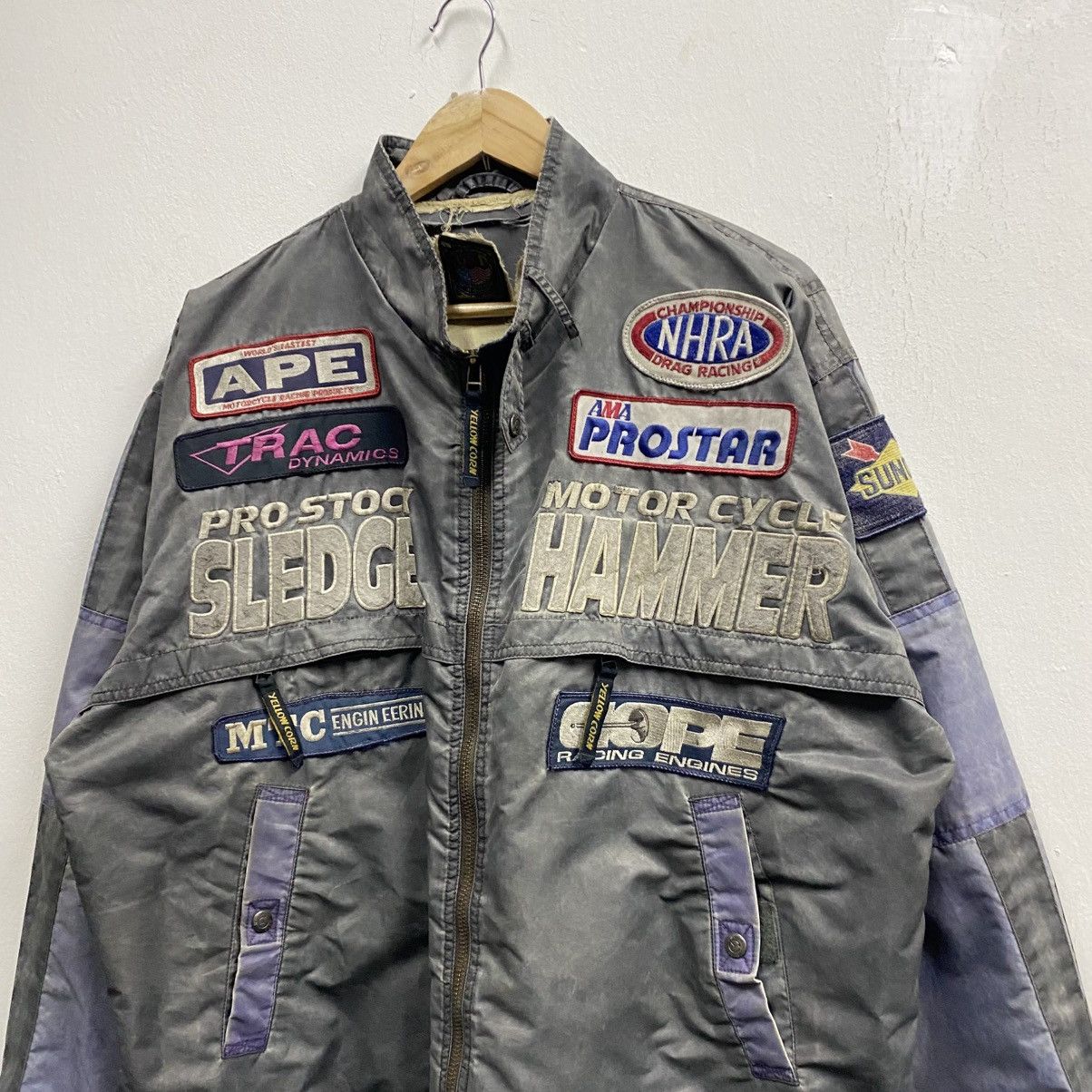 YELLOW CORN Vintage Yellow Corn Sledge Hammer NHRA Racing Jacket Size US XL / EU 56 / 4 - 4 Thumbnail