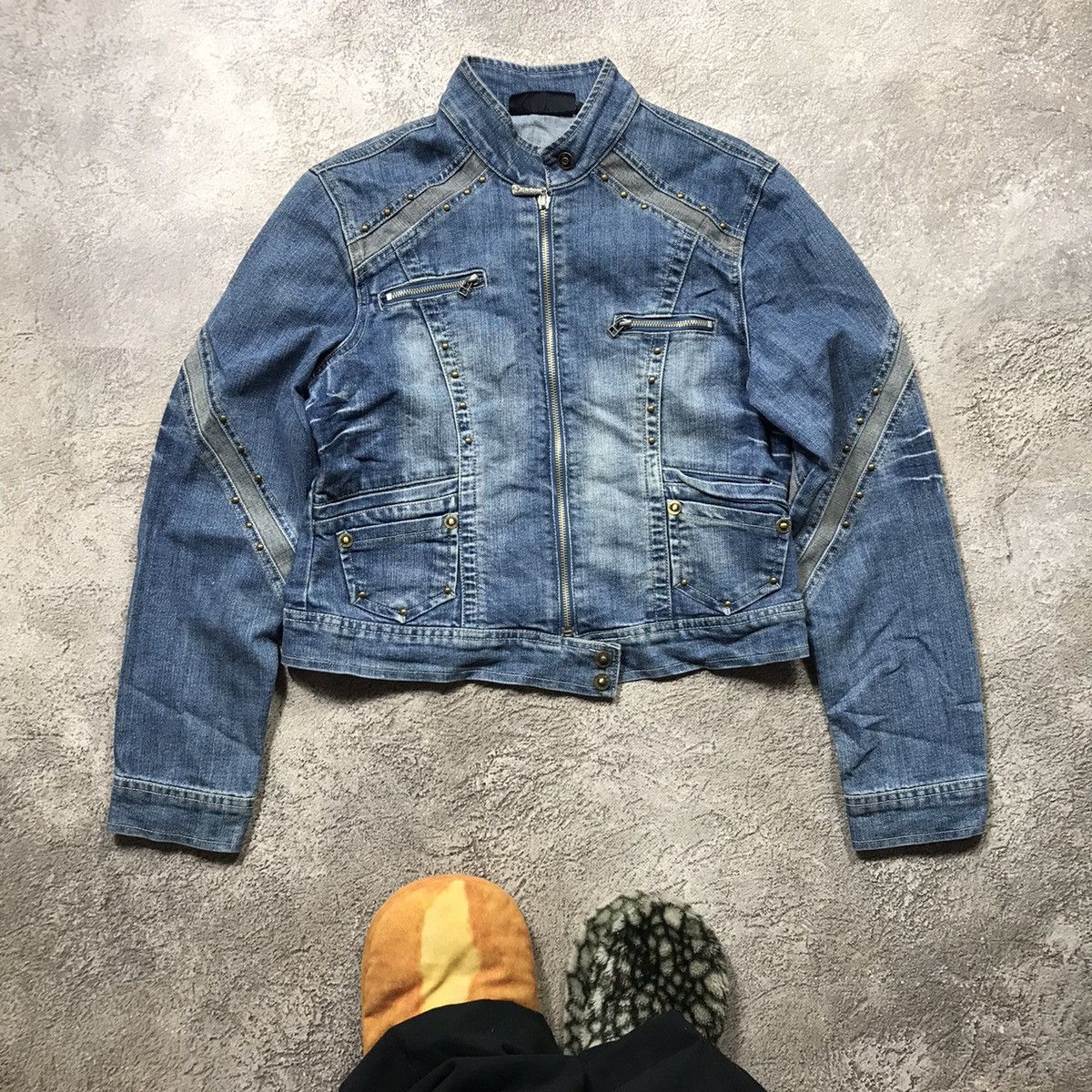 Vintage Vintage 90s Faded Crop Denim Jacket Streetwear Y2K Baggy S Size S / US 4 / IT 40 - 1 Thumbnail