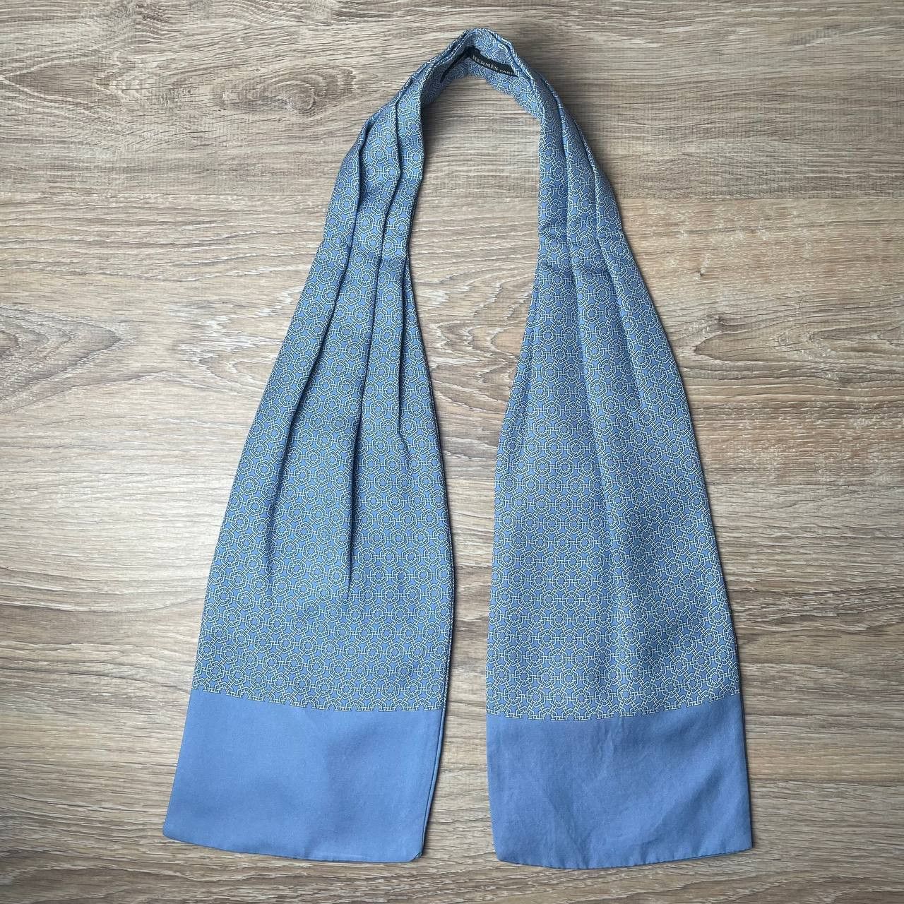 Hermes Hermes Paris Ascot Silk Tie Blue Geometry Size ONE SIZE - 4 Thumbnail